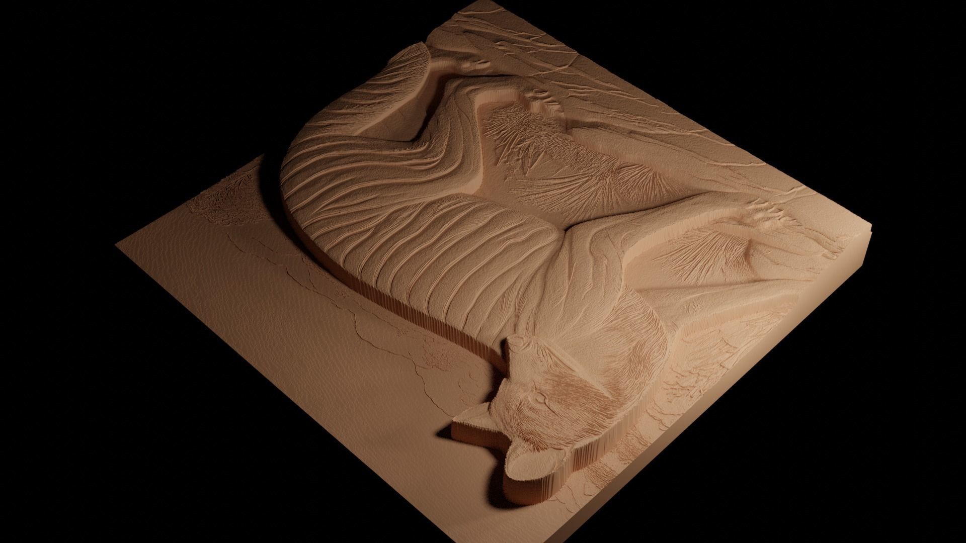 Thylacine Sandcasting Bas High Relief CNC 3D print model_4