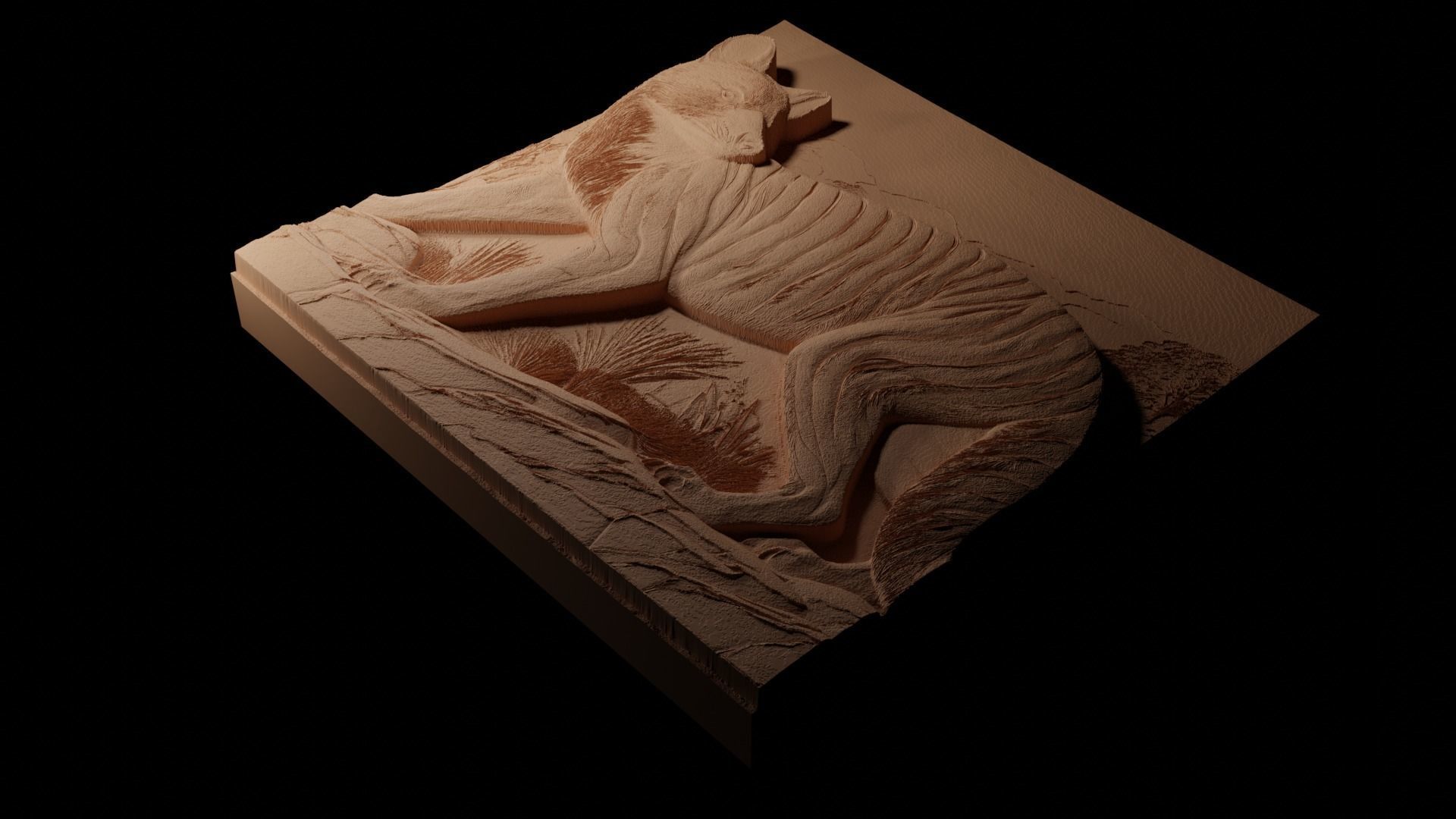 Thylacine Sandcasting Bas High Relief CNC 3D print model_1