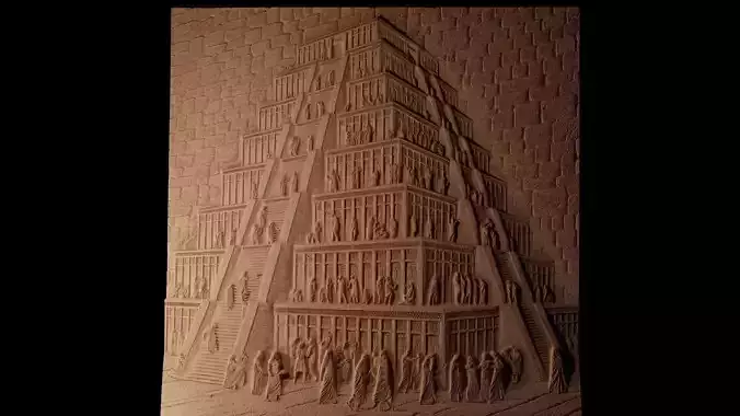 The Tower Of Babel Sandcasting Bas High Relief CNC