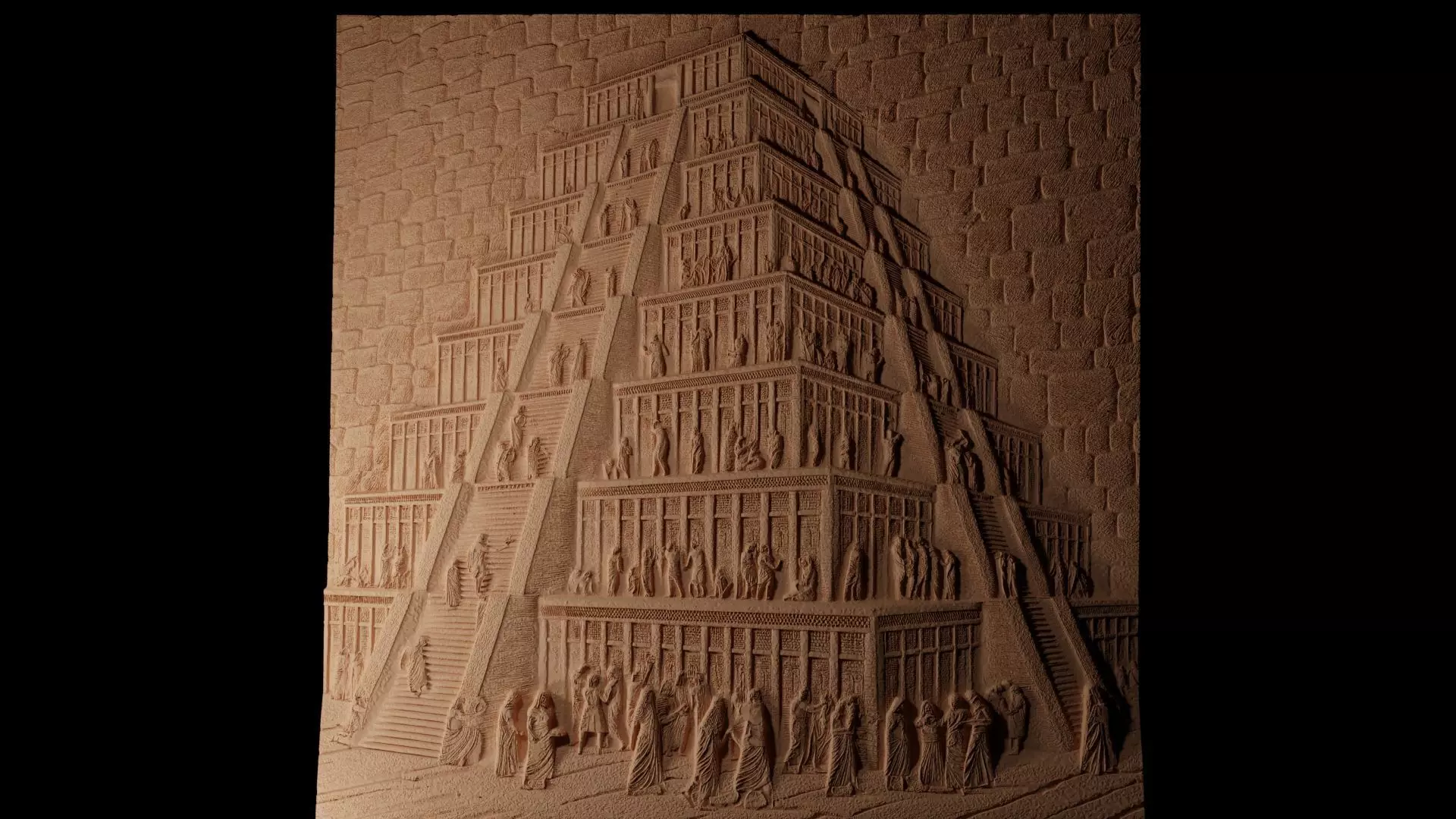 The Tower Of Babel Sandcasting Bas High Relief CNC 3D print model