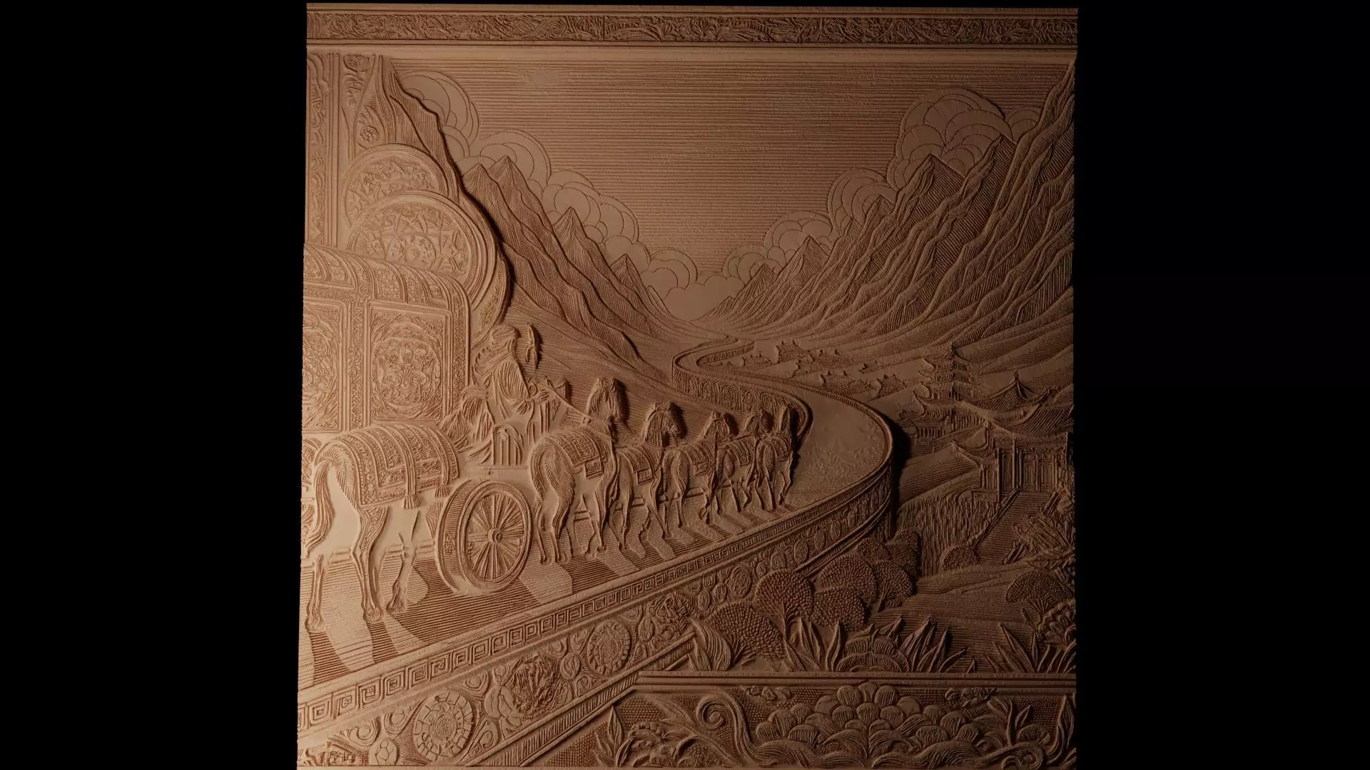 The Long Journey Sandcasting Bas High Relief CNC 3D print model