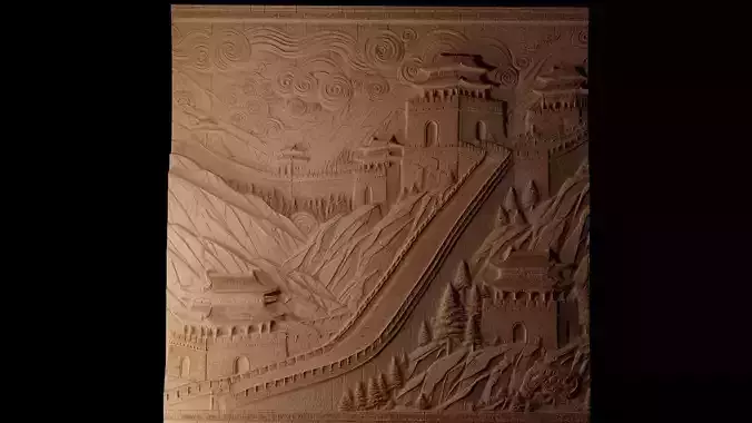 The Great Wall Of China Sandcasting Bas High Relief CNC