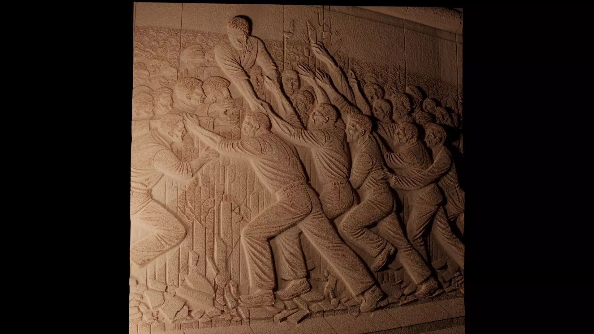 The Fall Of The Berlin Wall Sandcasting Bas High Relief CNC 3D print model