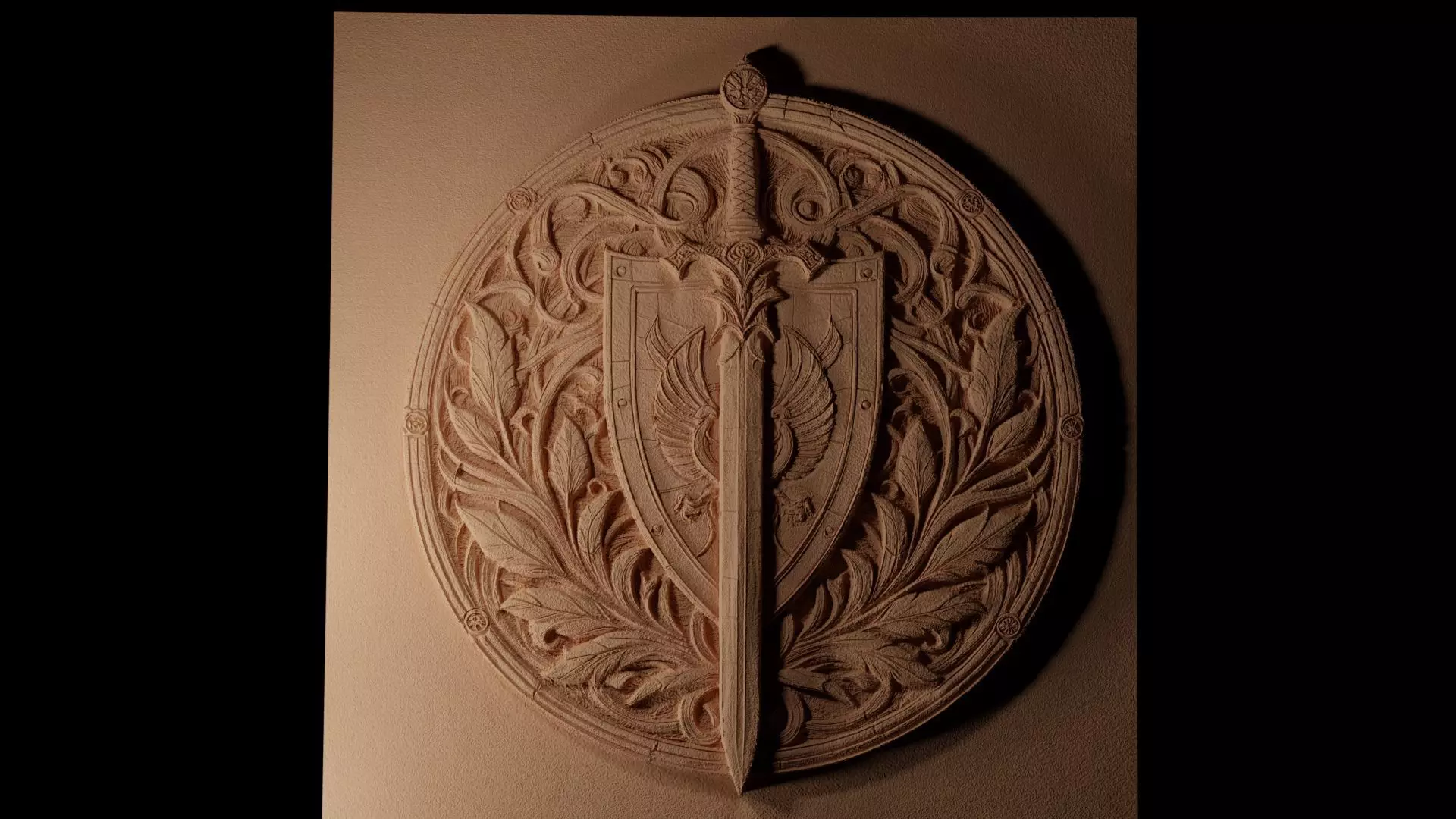 Sword and Shield Sandcasting Bas High Relief CNC 3D print model_0