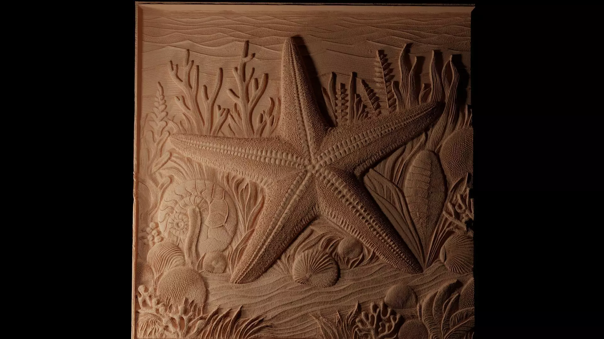 Starfish on the Ocean Floor Sandcasting Bas High Relief CNC 3D print model