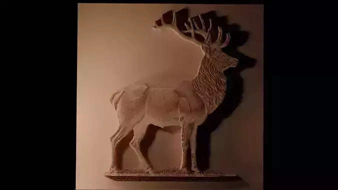 Stag Standing Proud Sandcasting Bas High Relief CNC 3D print model
