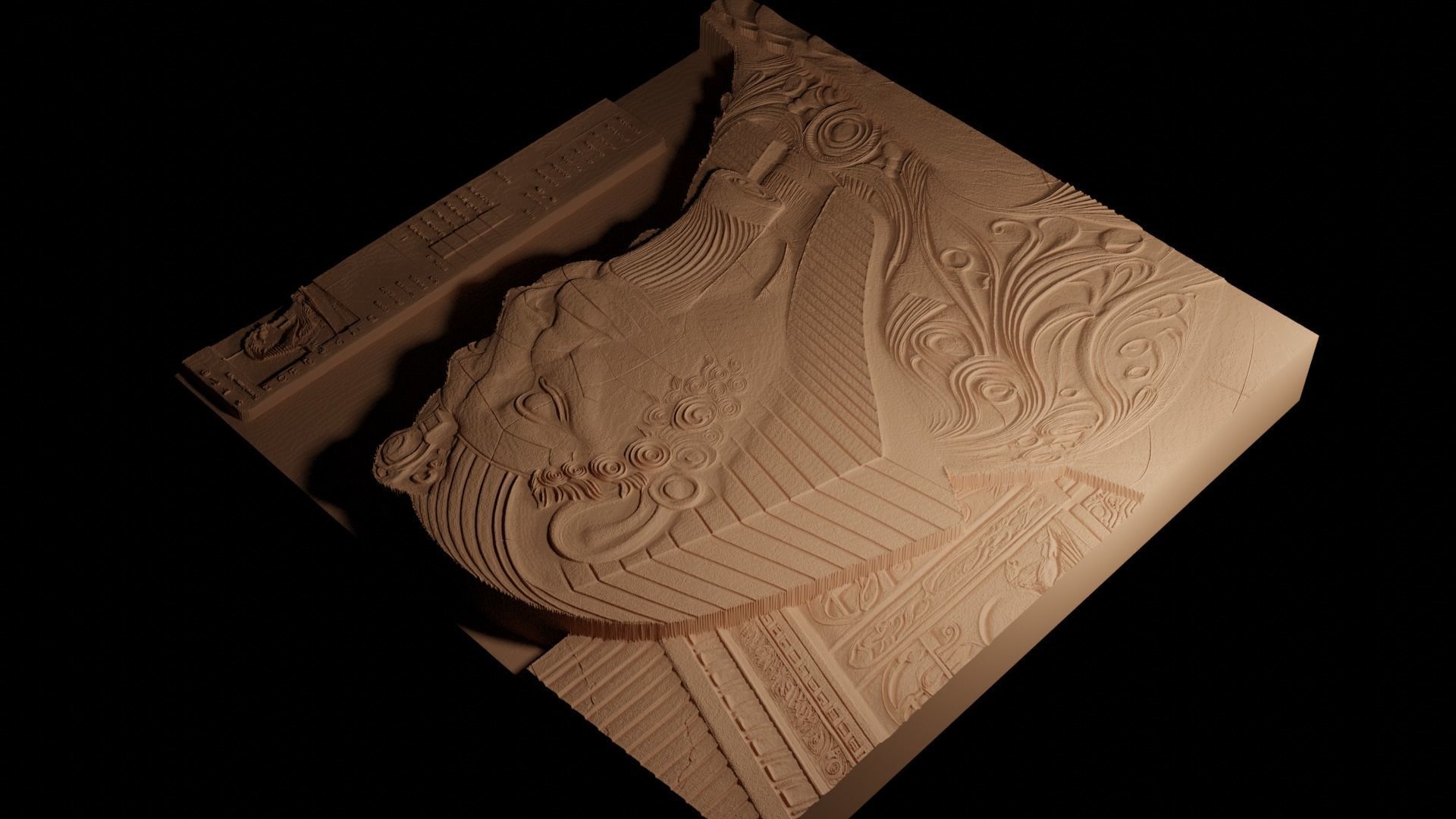 Sphinx Sandcasting Bas High Relief CNC 3D print model_4