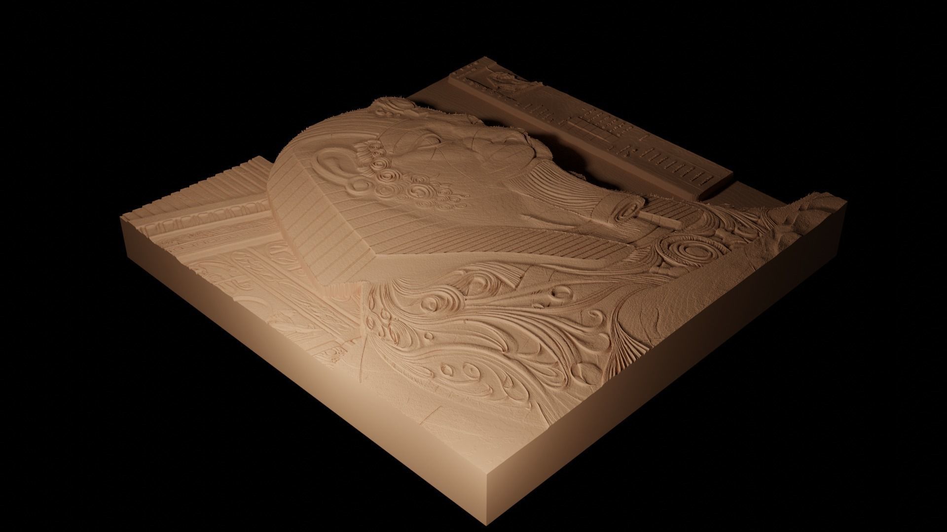 Sphinx Sandcasting Bas High Relief CNC 3D print model_2