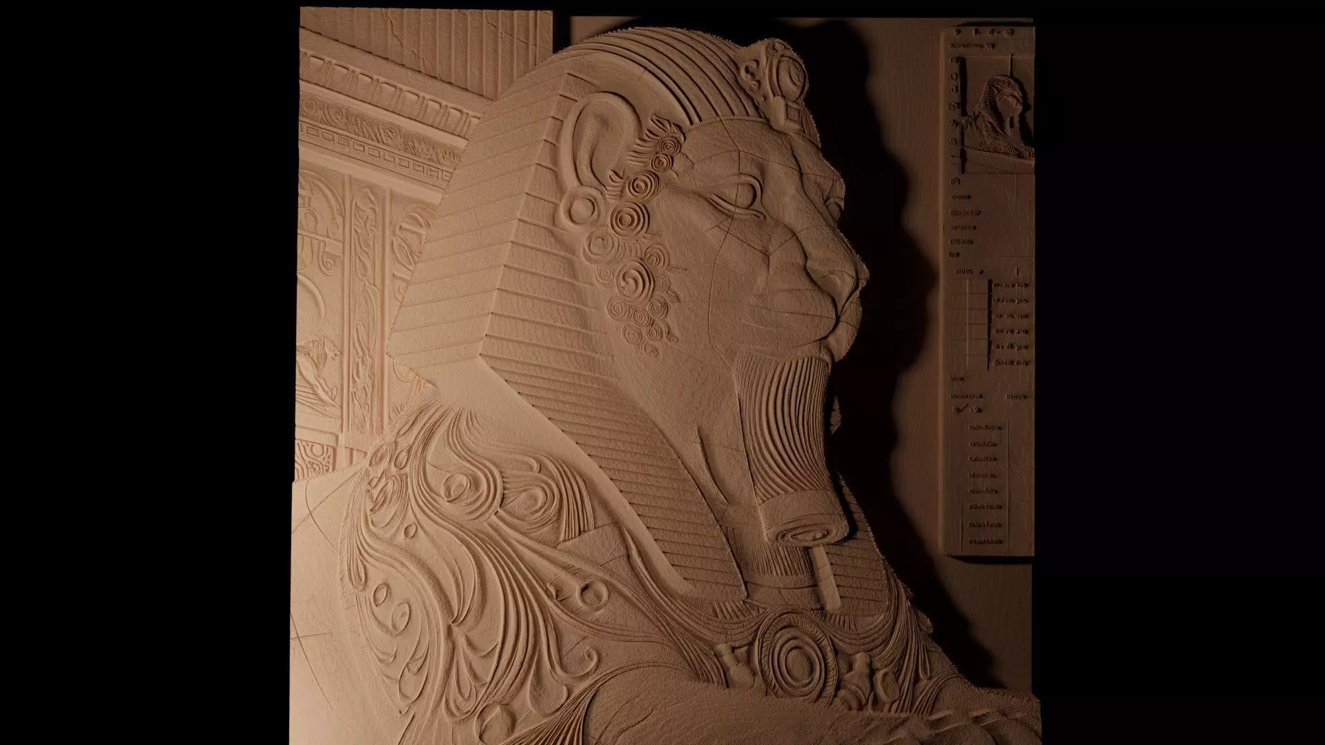 Sphinx Sandcasting Bas High Relief CNC 3D print model_0