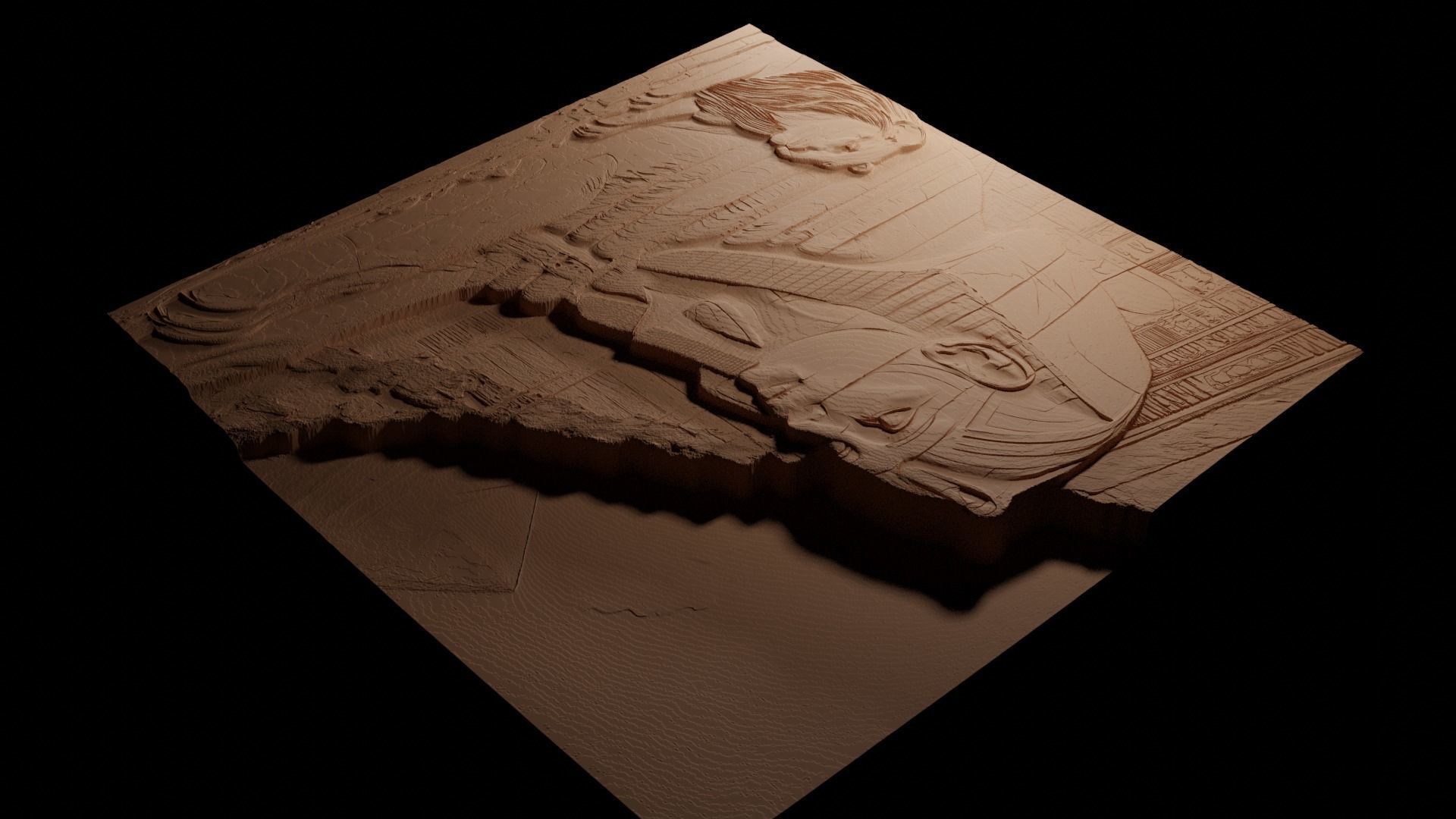 Sphinx Sandcasting Bas High Relief CNC 3D print model_3