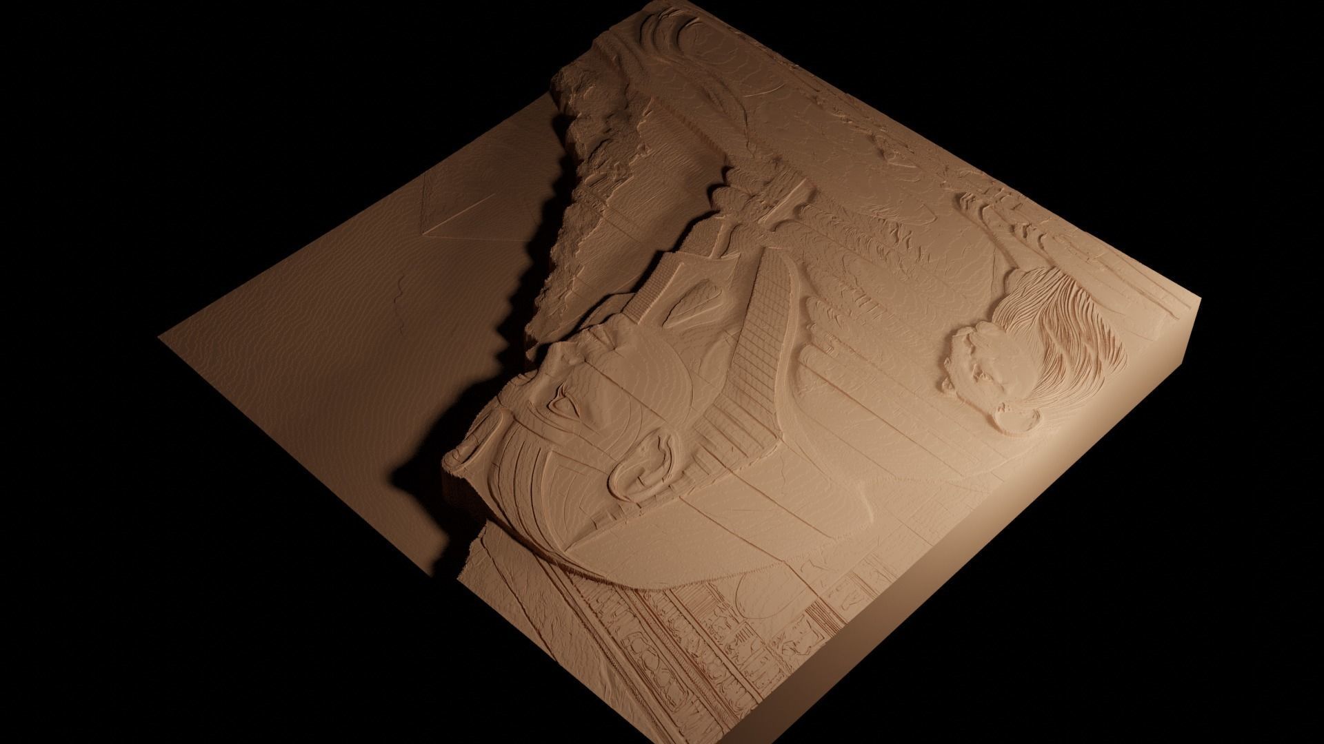 Sphinx Sandcasting Bas High Relief CNC 3D print model_4