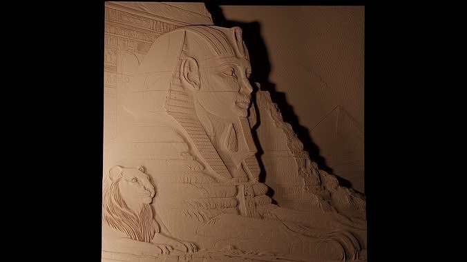 Sphinx Sandcasting Bas High Relief CNC 3D print model
