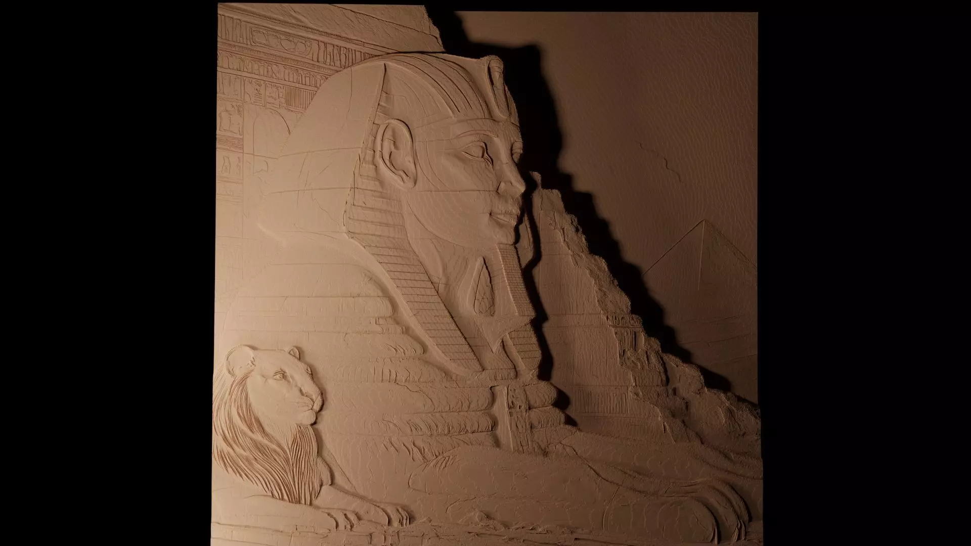 Sphinx Sandcasting Bas High Relief CNC 3D print model_0