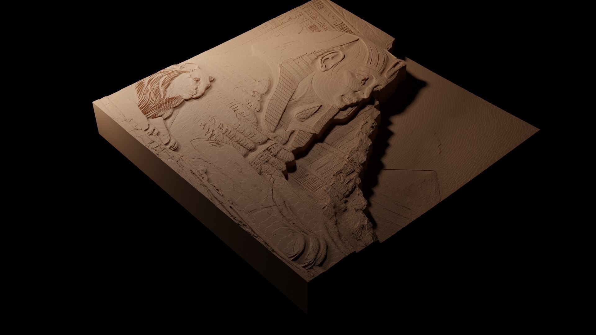 Sphinx Sandcasting Bas High Relief CNC 3D print model_1