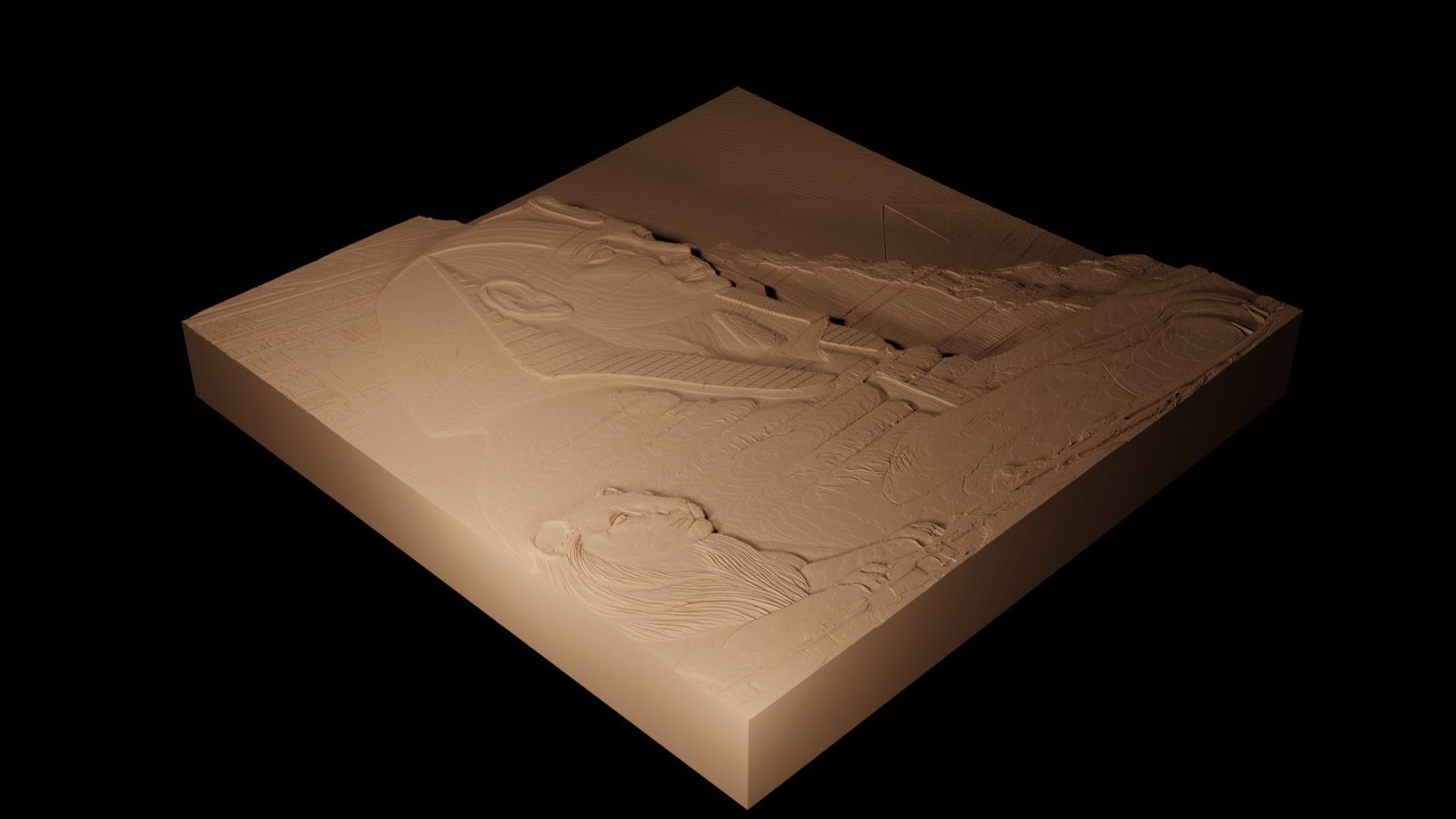 Sphinx Sandcasting Bas High Relief CNC 3D print model_2