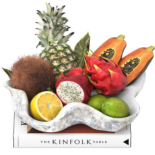 bowl of tropical fruits 07 3D model