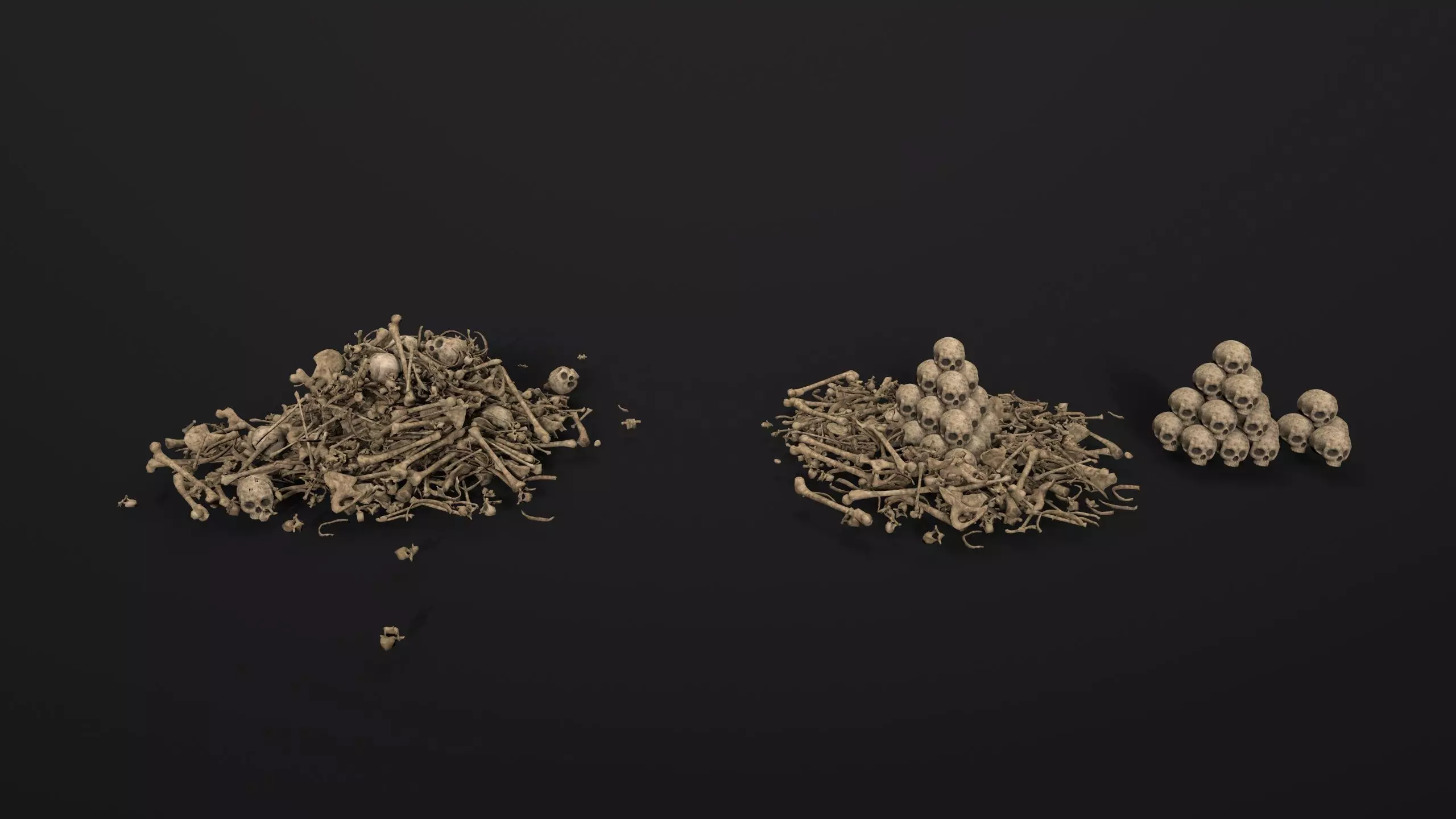 Broken Skulls with Spider Webs COLLECTION Low-poly 3D model_0