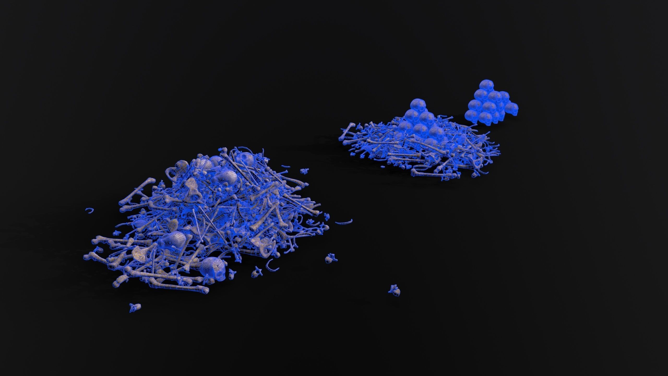 Broken Skulls with Spider Webs COLLECTION Low-poly 3D model_7