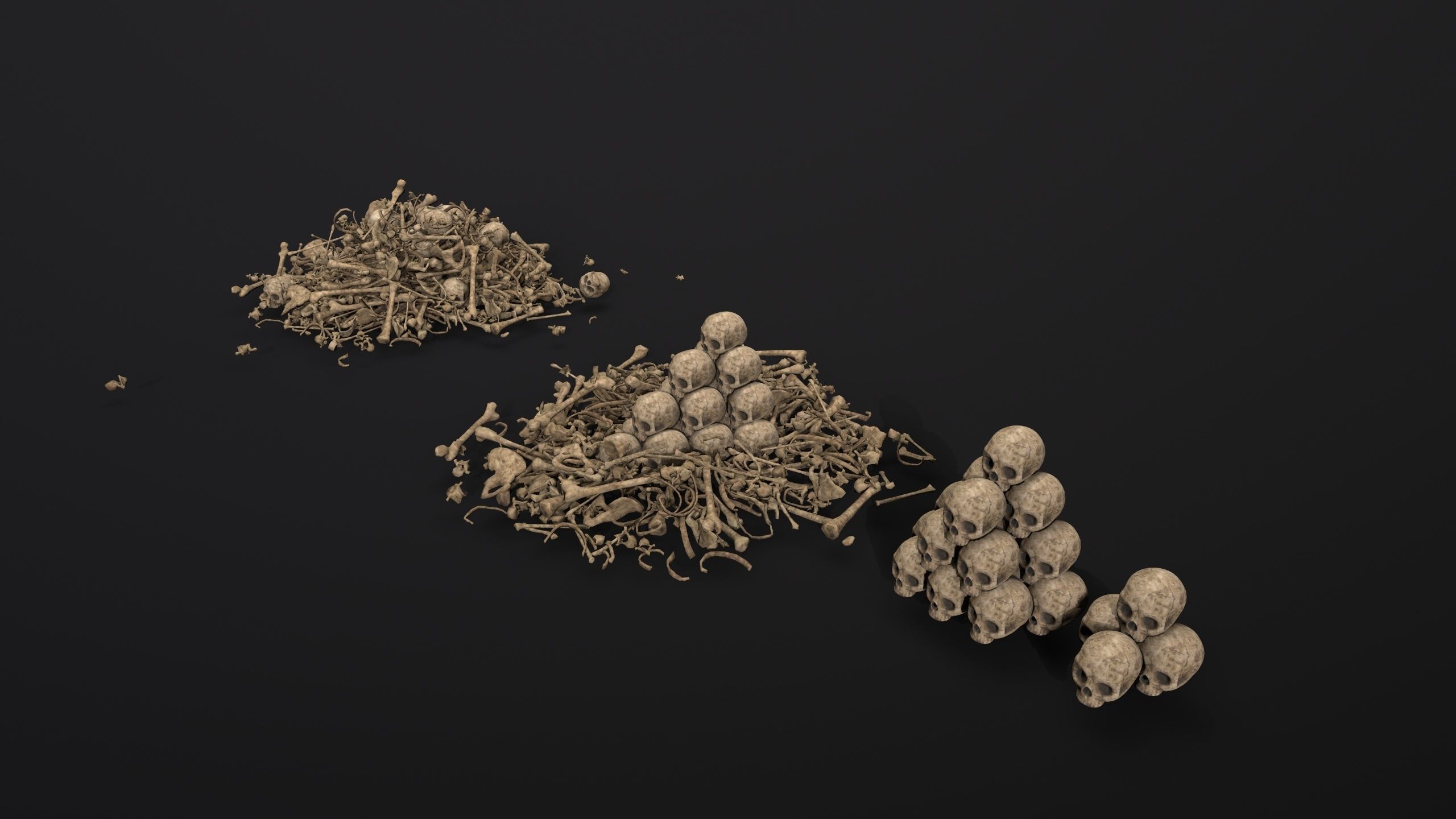Broken Skulls with Spider Webs COLLECTION Low-poly 3D model_5