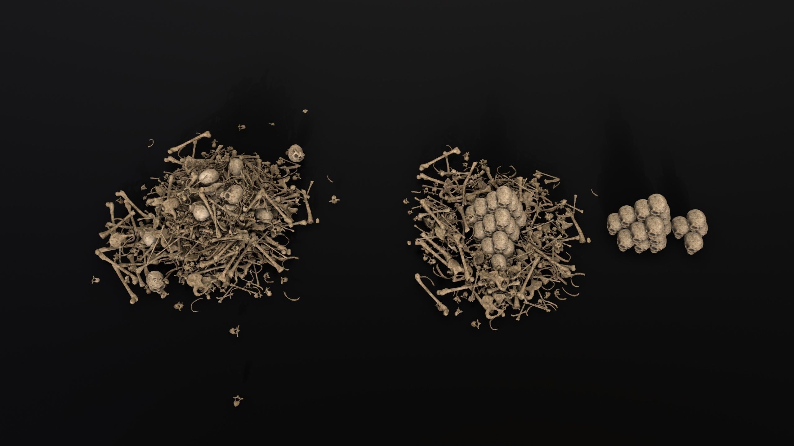 Broken Skulls with Spider Webs COLLECTION Low-poly 3D model_1