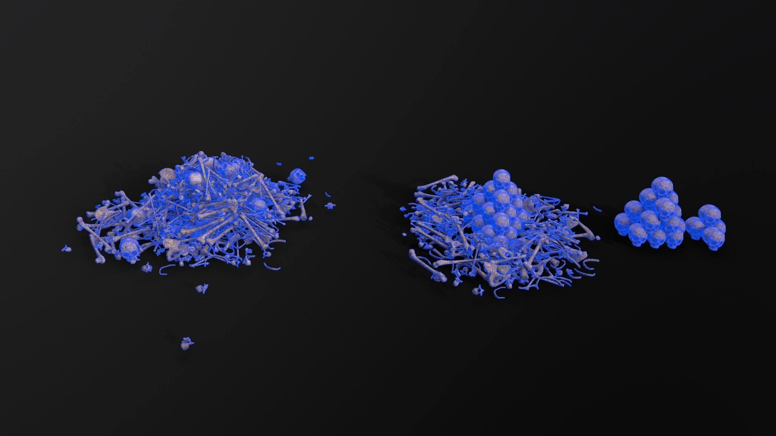 Broken Skulls with Spider Webs COLLECTION Low-poly 3D model_6