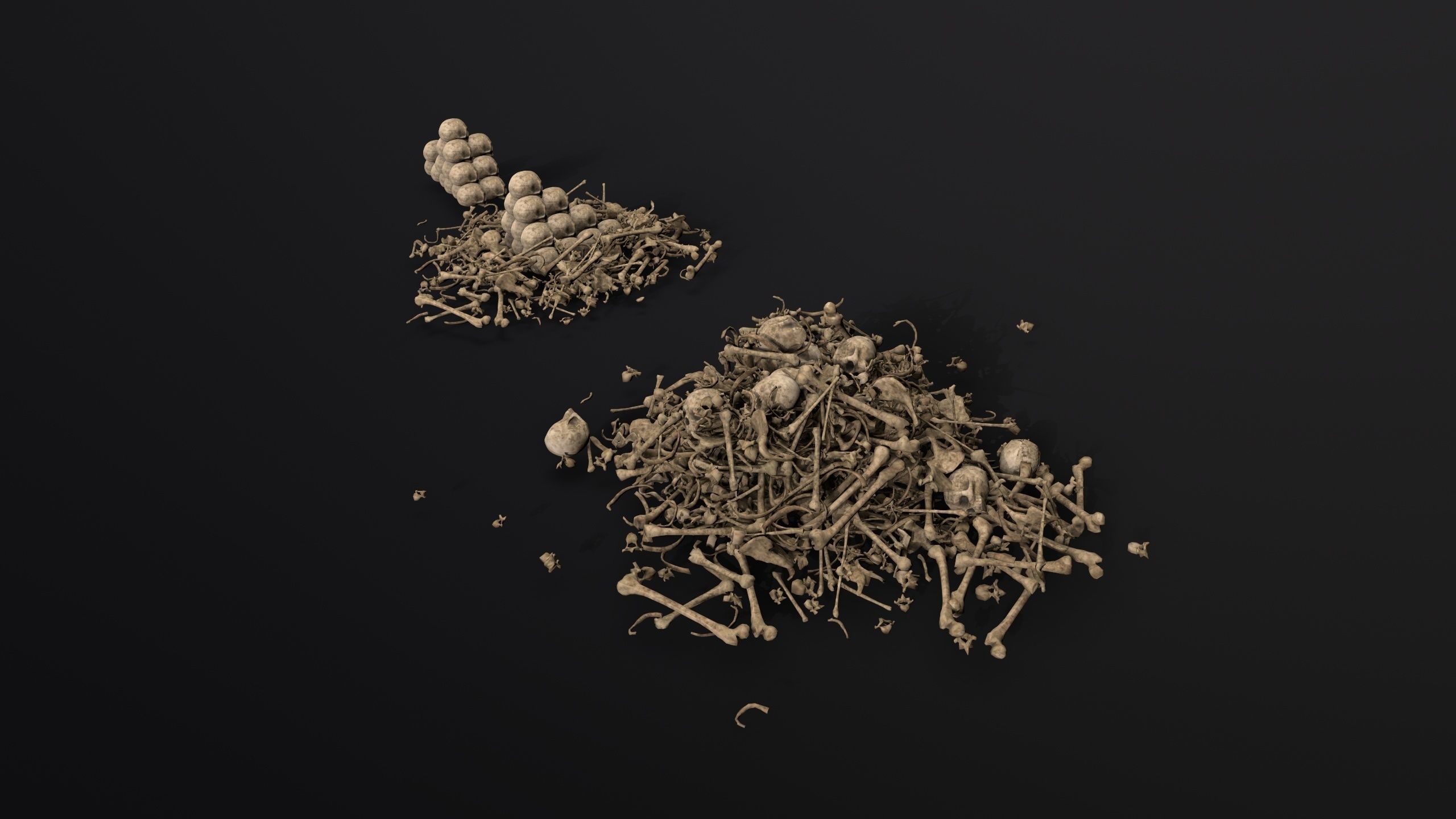 Broken Skulls with Spider Webs COLLECTION Low-poly 3D model_3