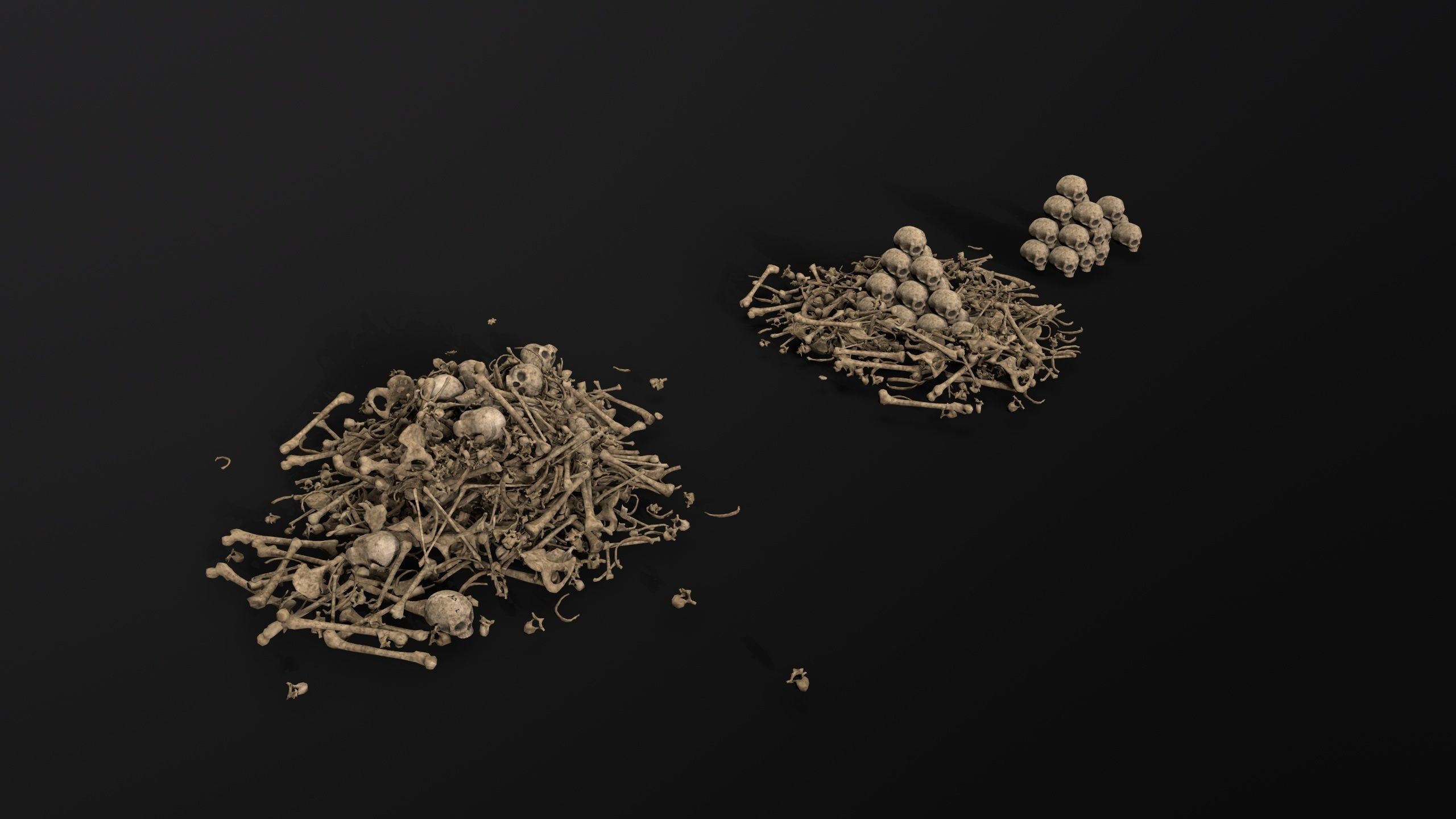 Broken Skulls with Spider Webs COLLECTION Low-poly 3D model_2