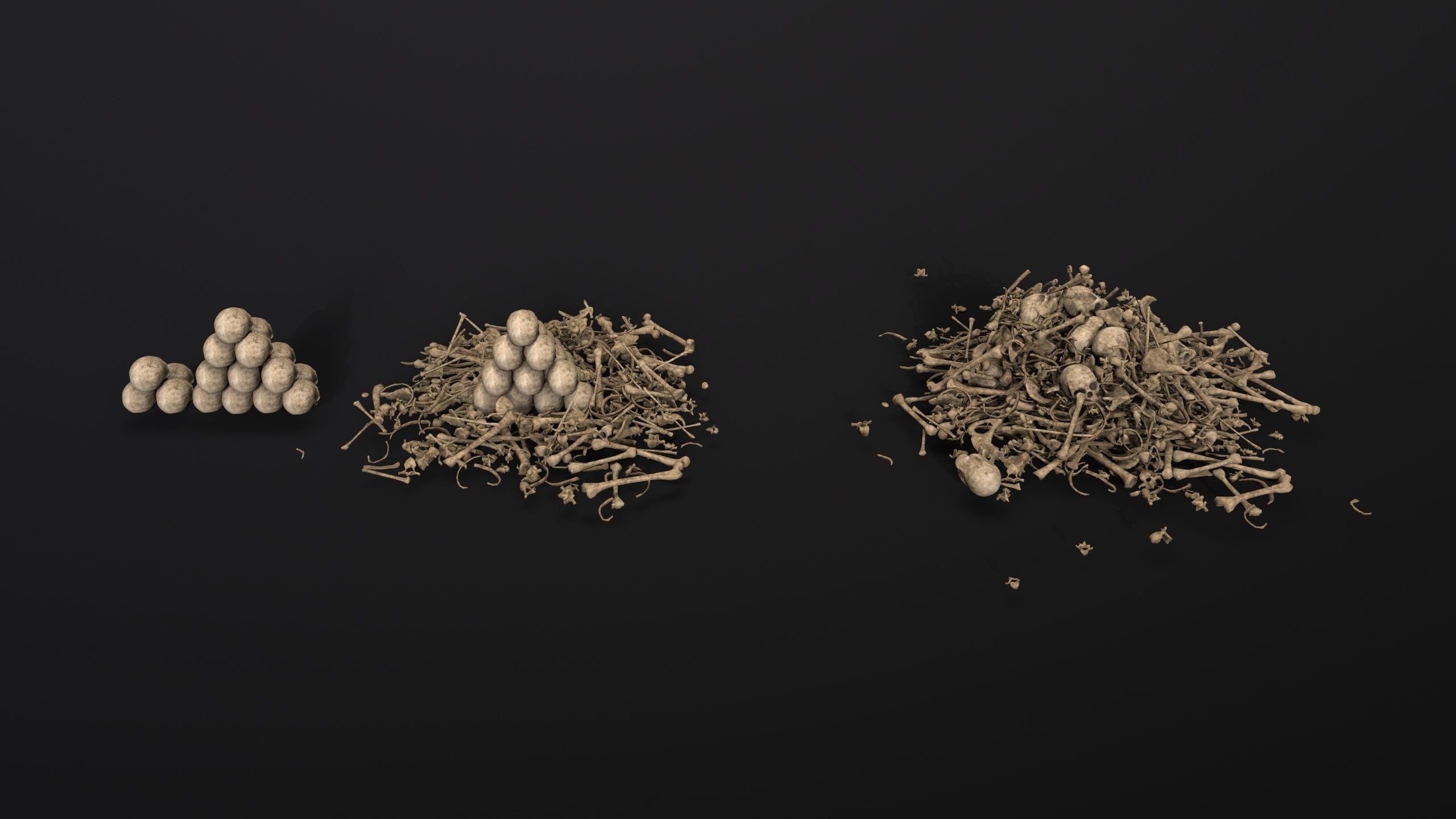 Broken Skulls with Spider Webs COLLECTION Low-poly 3D model_4