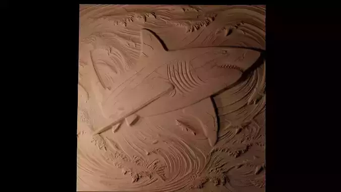Shark Sandcasting Bas High Relief CNC 3D print model