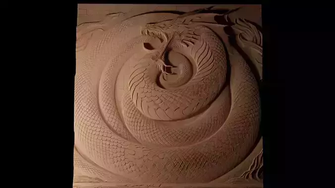 Sea Serpent Sandcasting Bas High Relief CNC