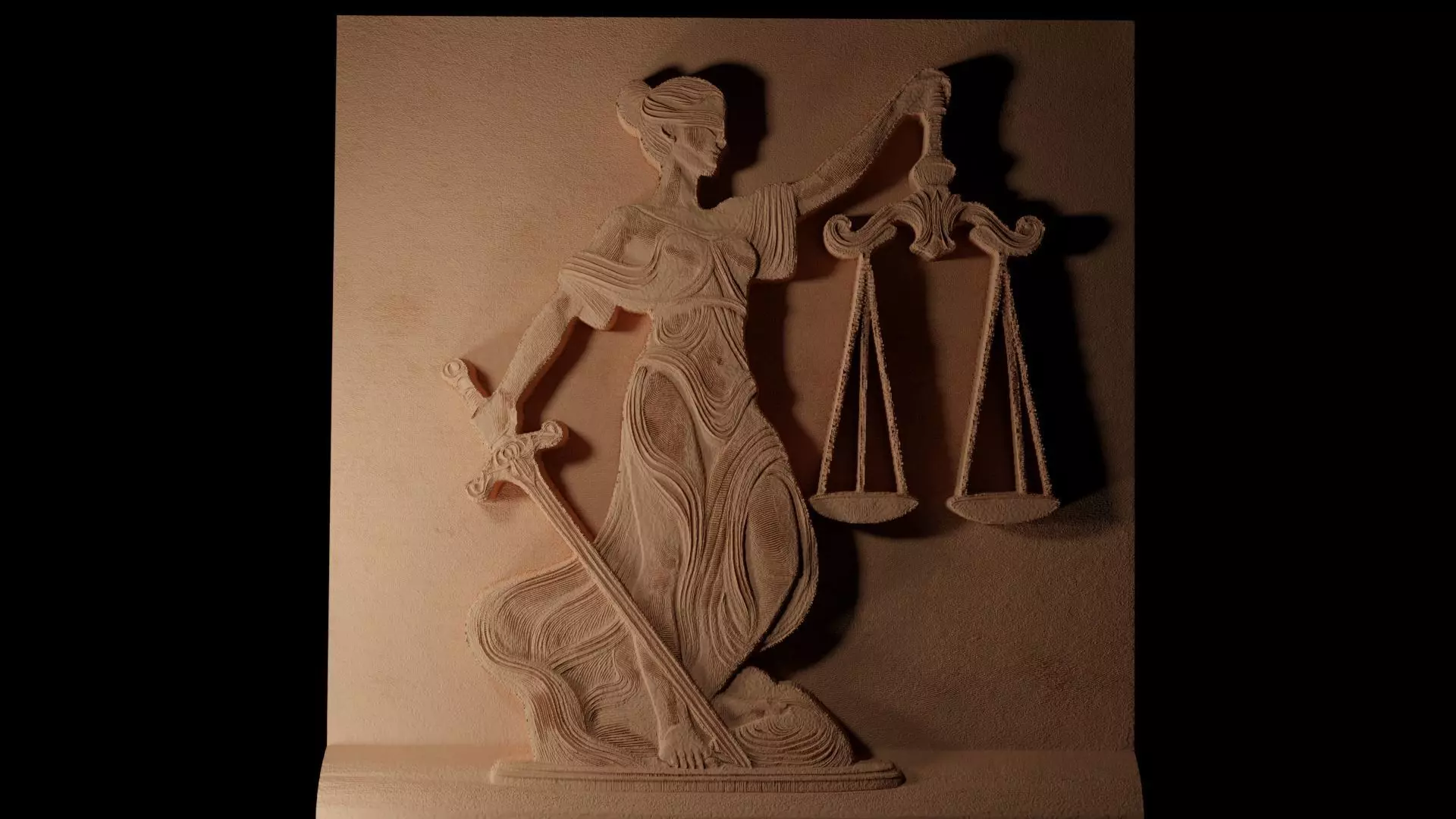 Scales of Justice Sandcasting Bas High Relief CNC 3D print model
