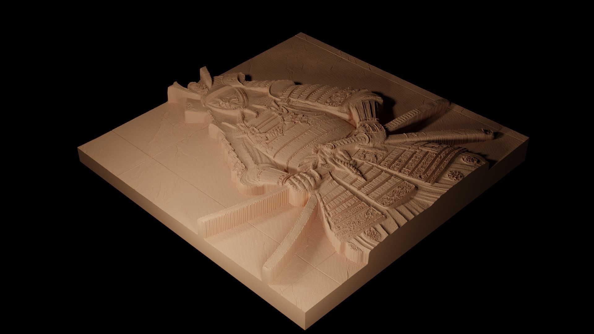 Samurai Sandcasting Bas High Relief CNC 3D print model_2