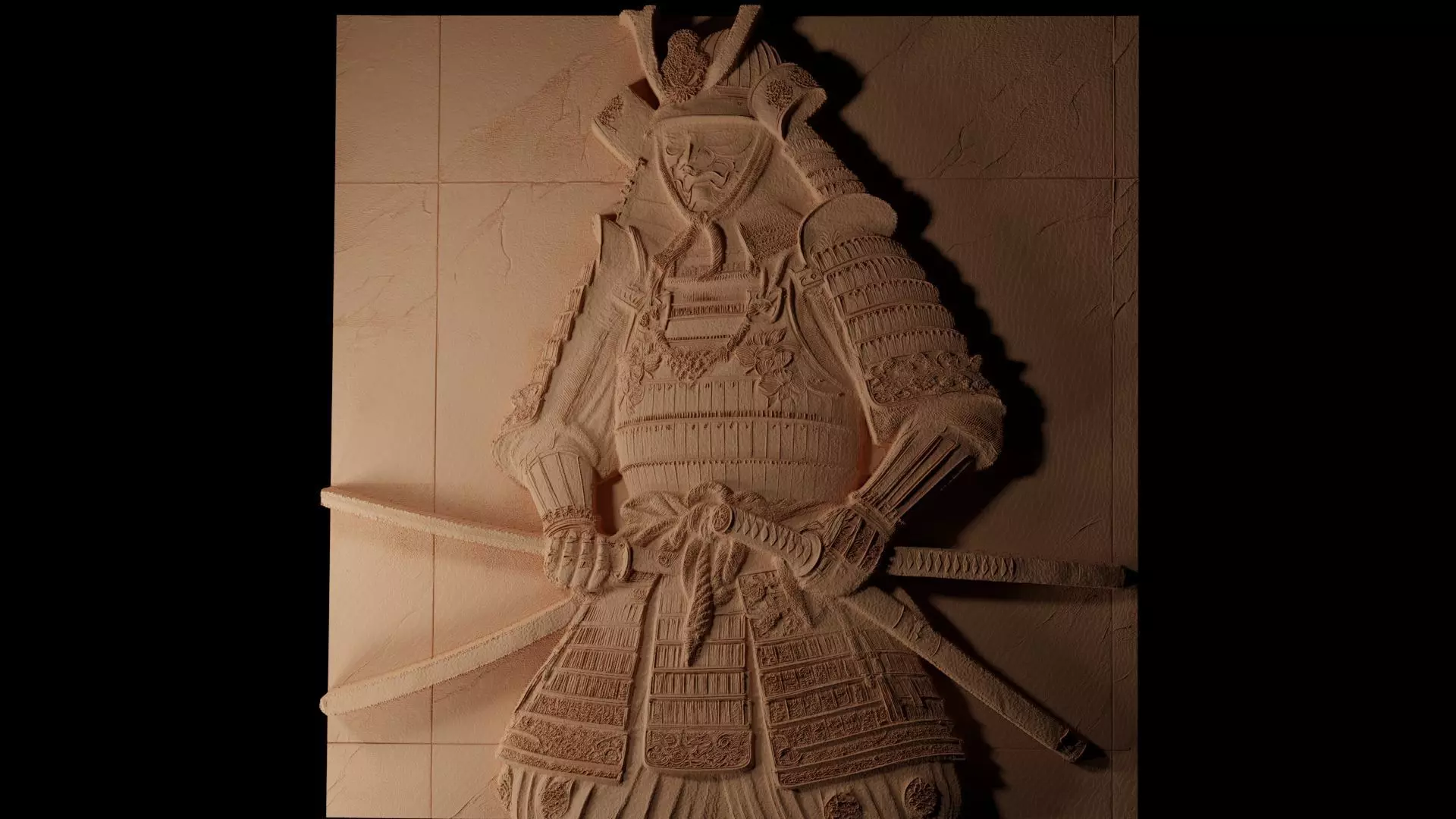 Samurai Sandcasting Bas High Relief CNC 3D print model_0