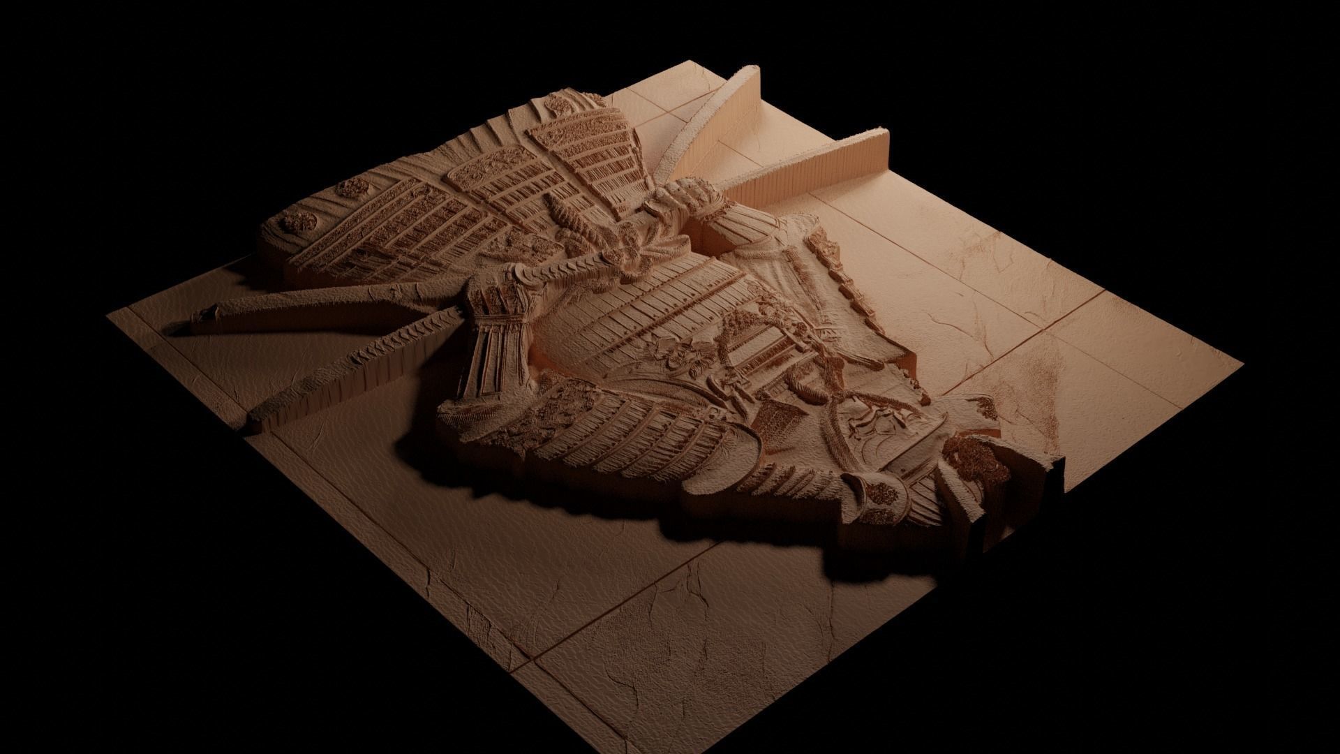 Samurai Sandcasting Bas High Relief CNC 3D print model_3