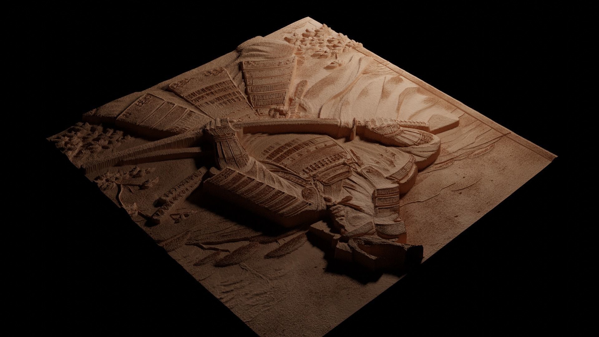 Samurai Sandcasting Bas High Relief CNC 3D print model_3