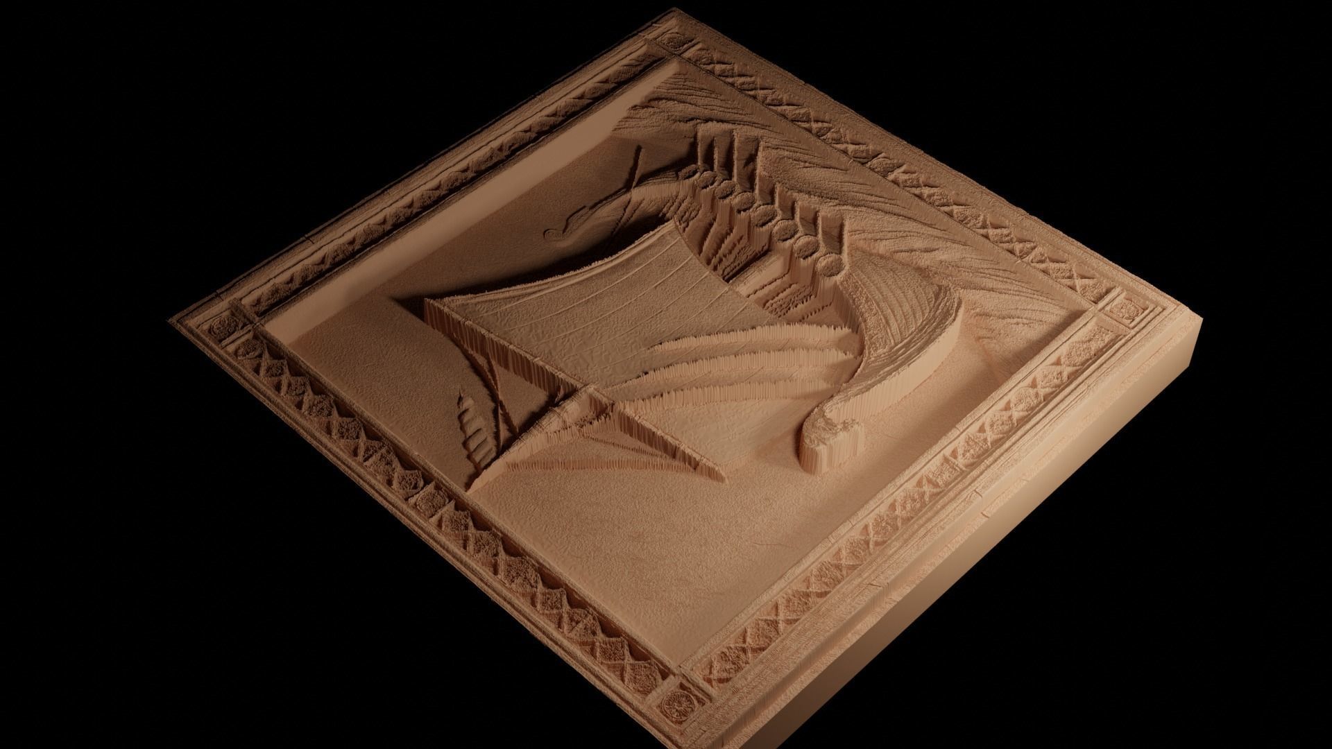 Sailing Viking Ship Sandcasting Bas High Relief CNC 3D print model_4