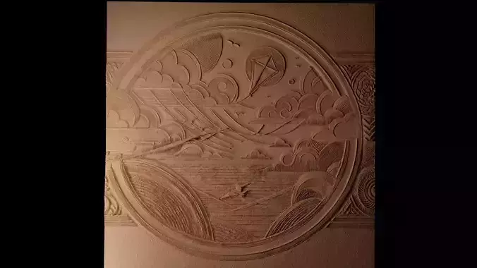 Sailing Kite Sandcasting Bas High Relief CNC 3D print model