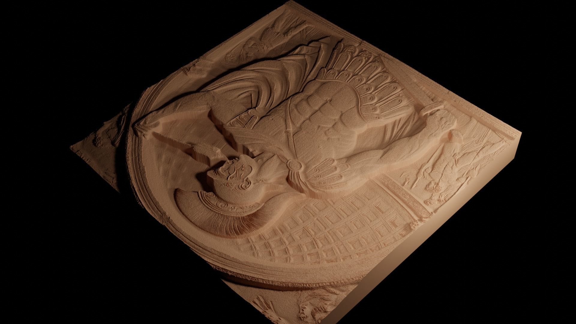 Roman Gladiator Sandcasting Bas High Relief CNC 3D print model_4