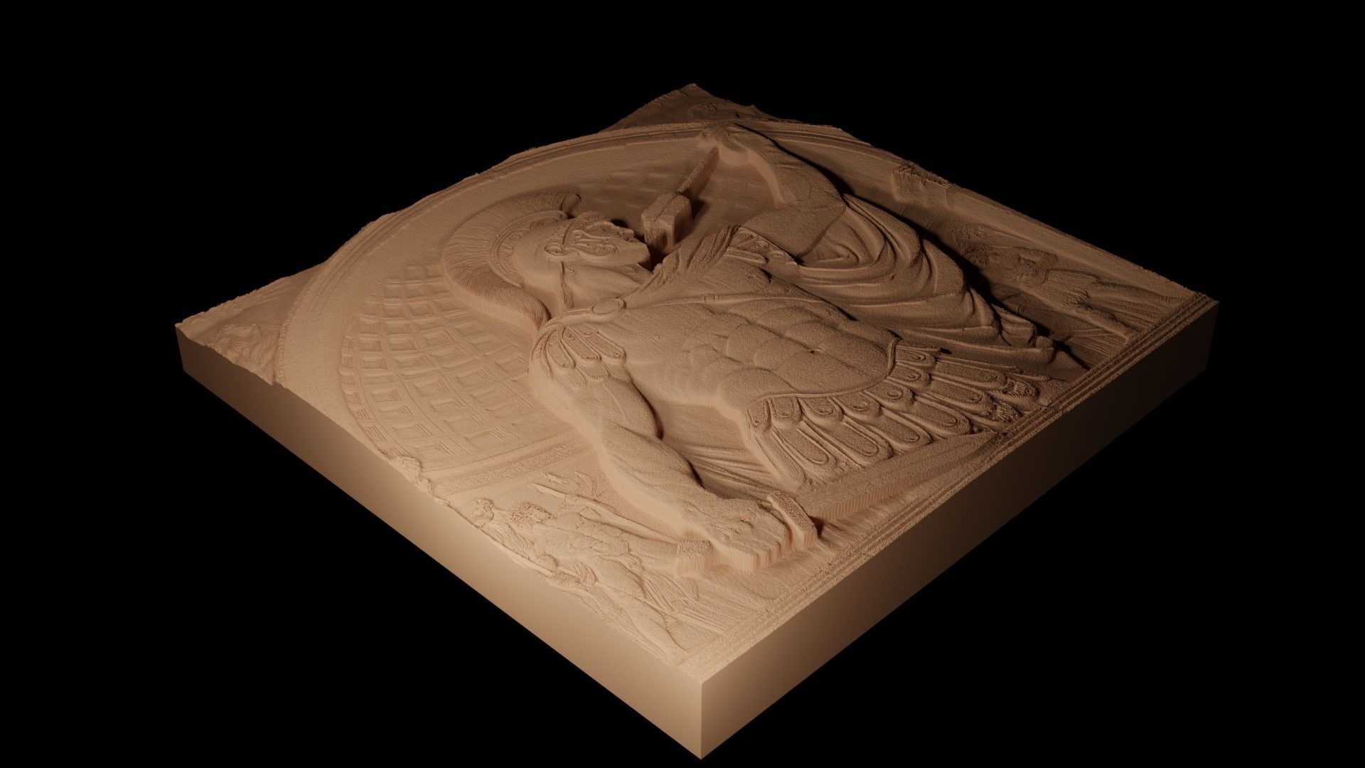Roman Gladiator Sandcasting Bas High Relief CNC 3D print model_2