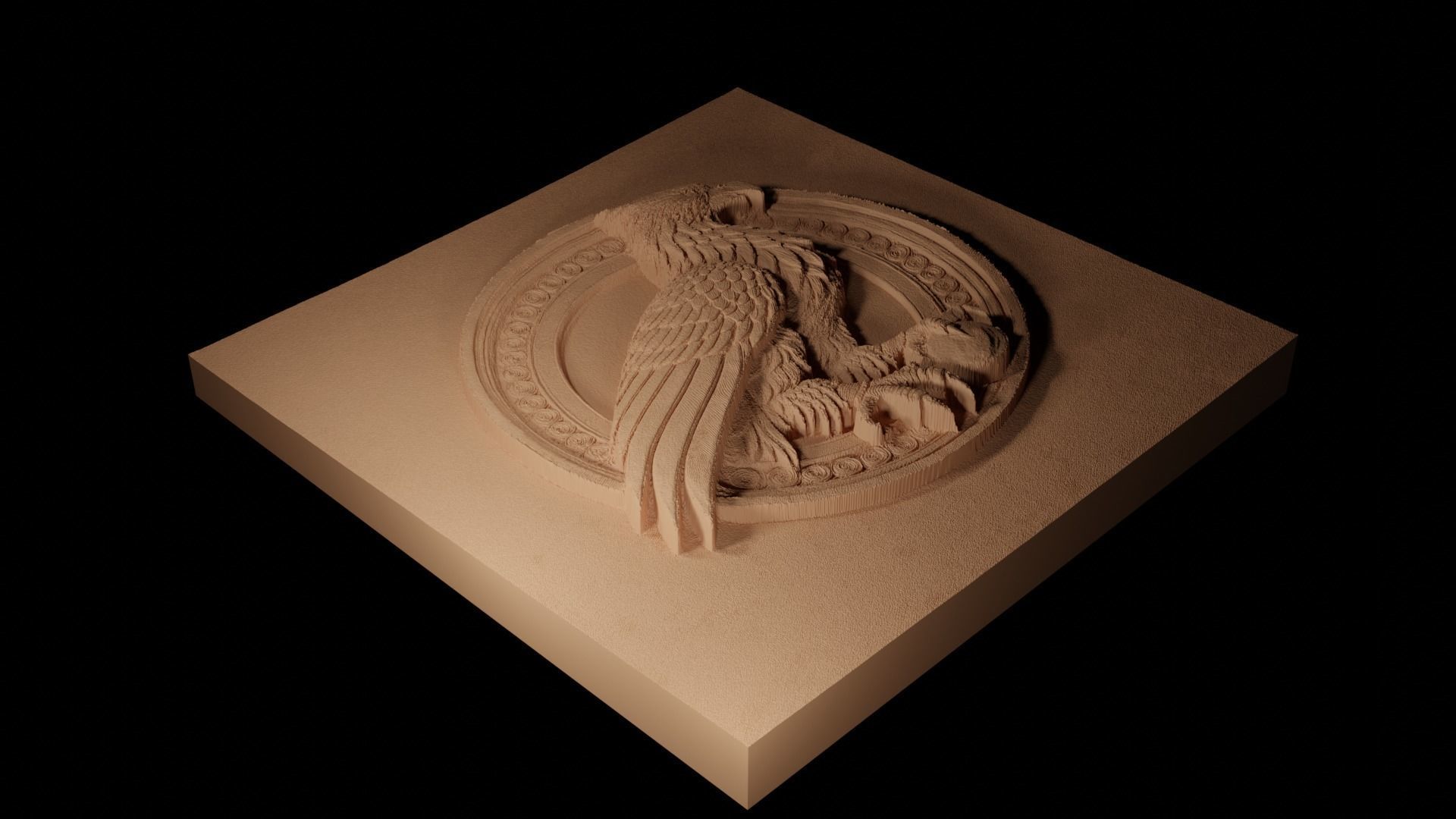 Roc Bird Sandcasting Bas High Relief CNC 3D print model_2