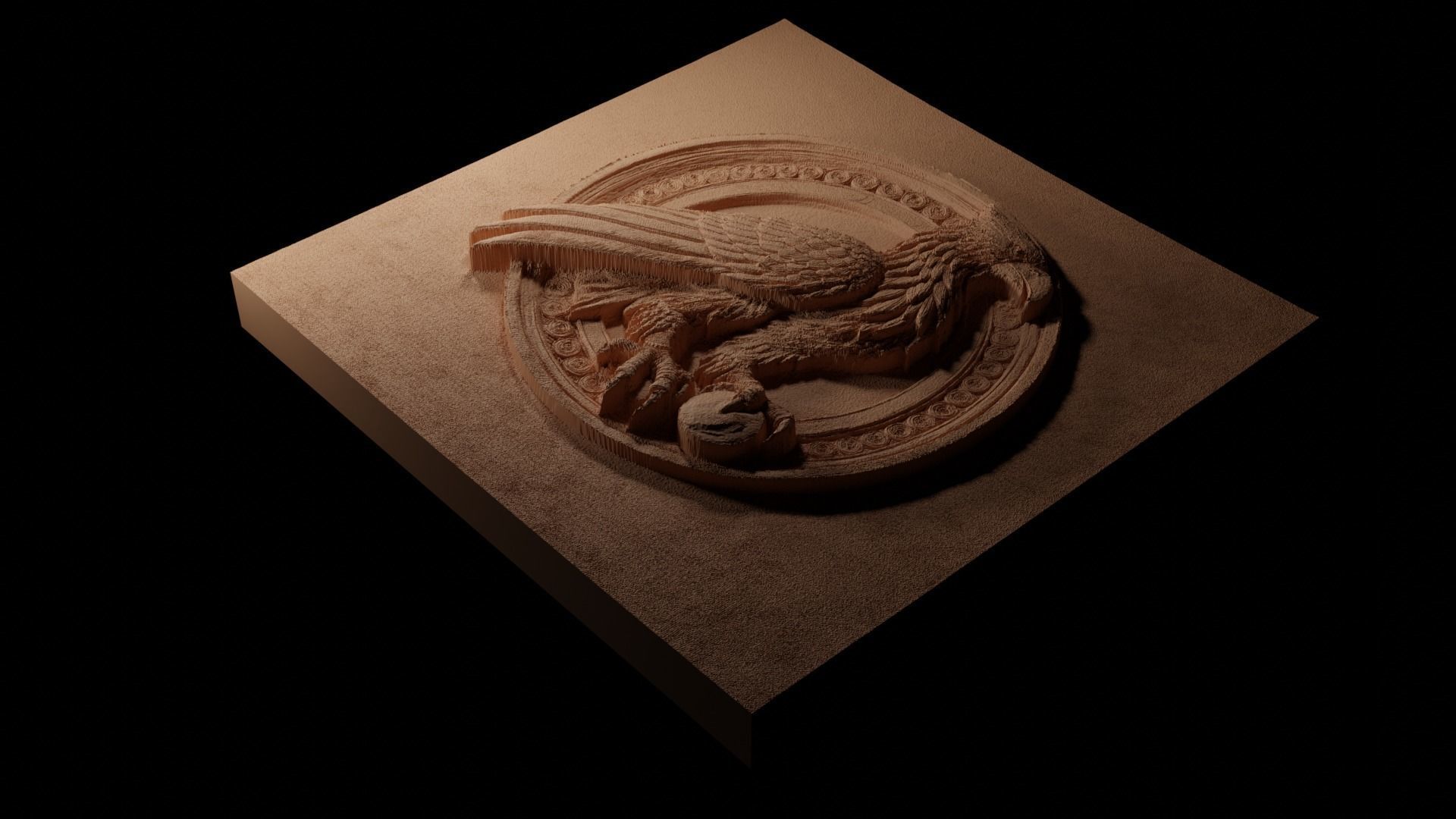 Roc Bird Sandcasting Bas High Relief CNC 3D print model_1