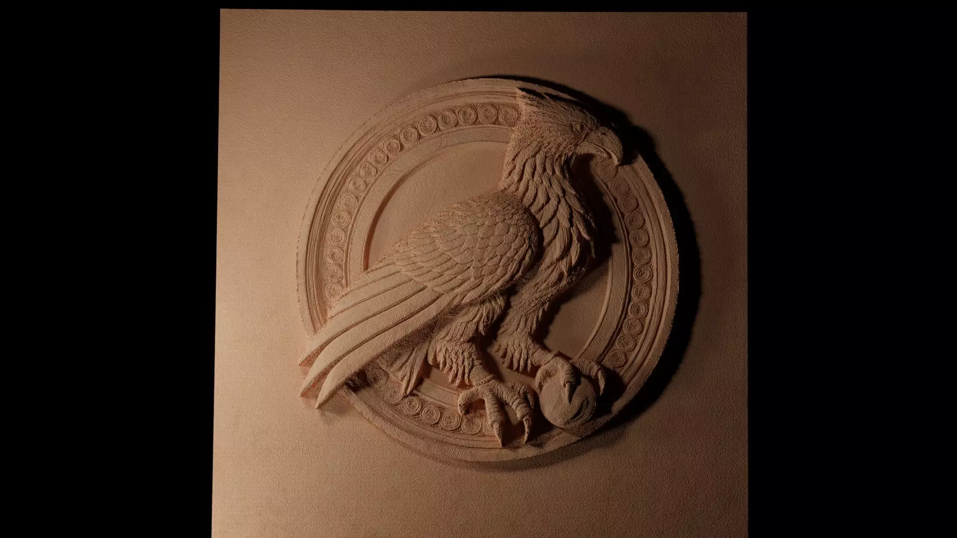 Roc Bird Sandcasting Bas High Relief CNC 3D print model_0