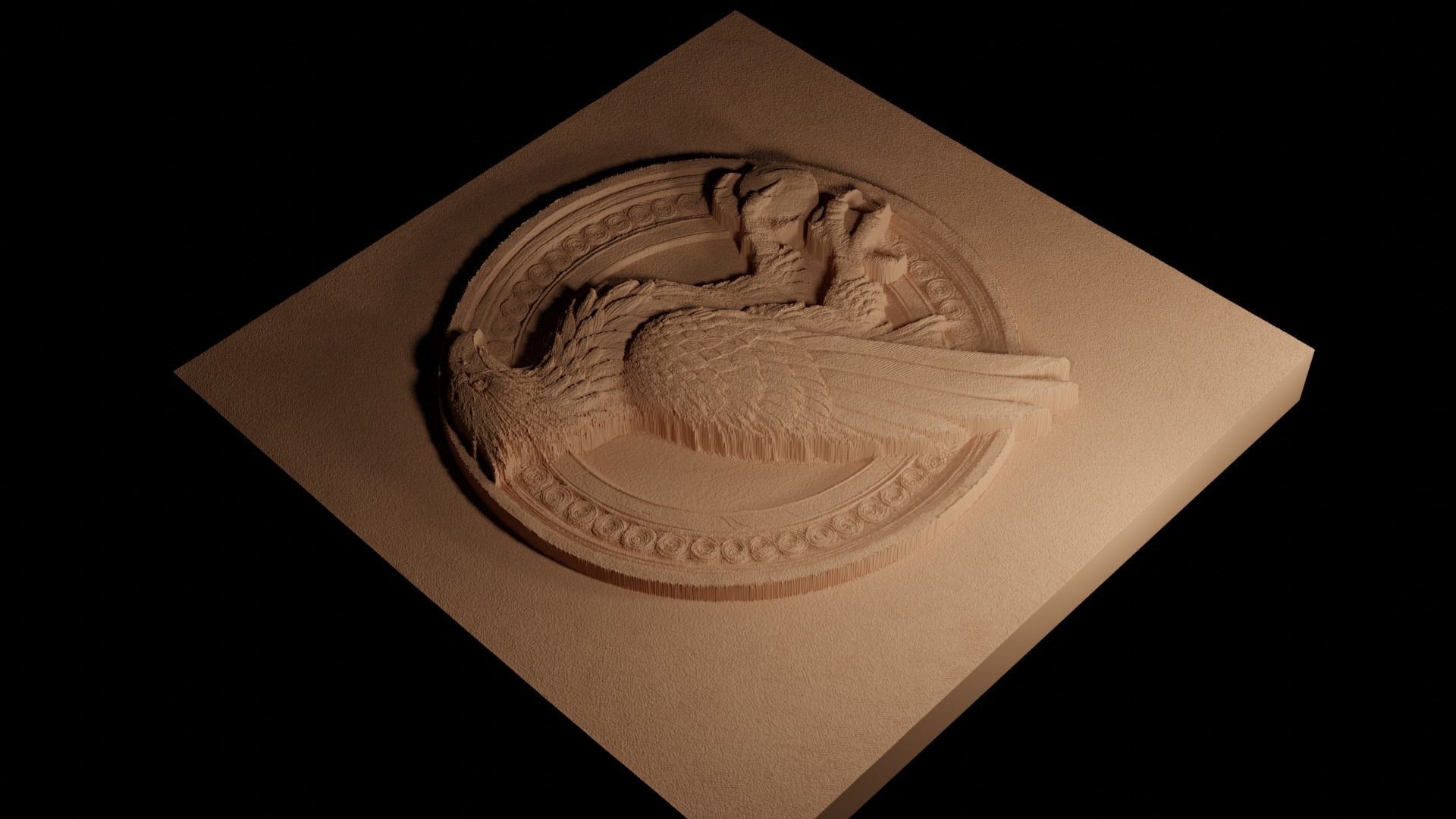 Roc Bird Sandcasting Bas High Relief CNC 3D print model_4