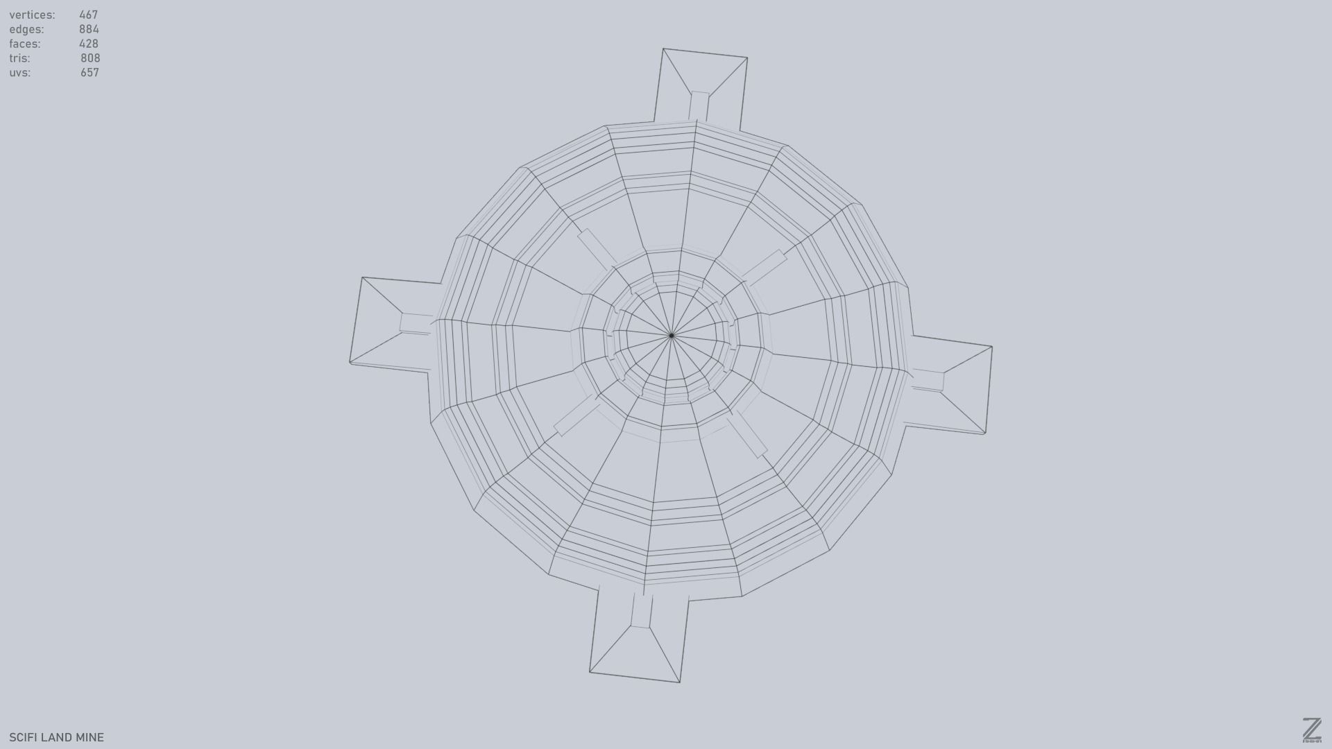 Sci fi land mine Low-poly 3D model_10