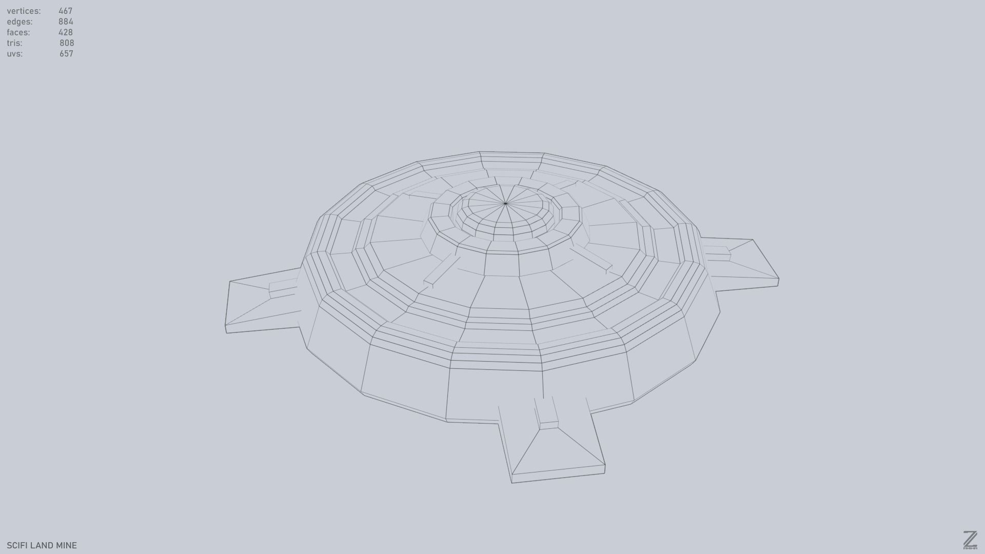 Sci fi land mine Low-poly 3D model_12