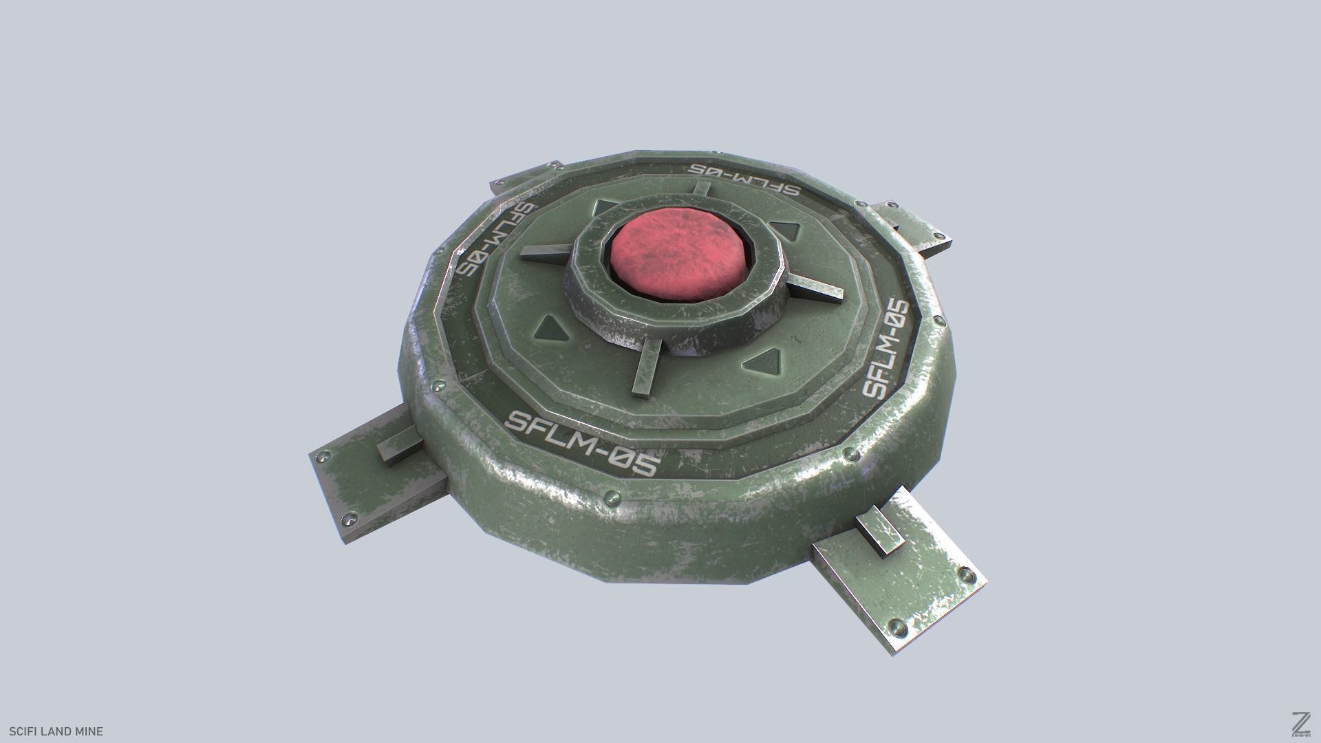 Sci fi land mine Low-poly 3D model_2