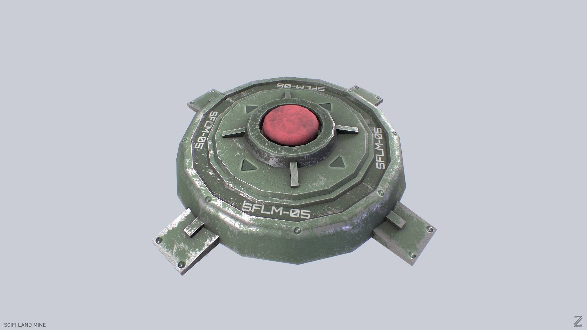 Sci fi land mine Low-poly 3D model_4