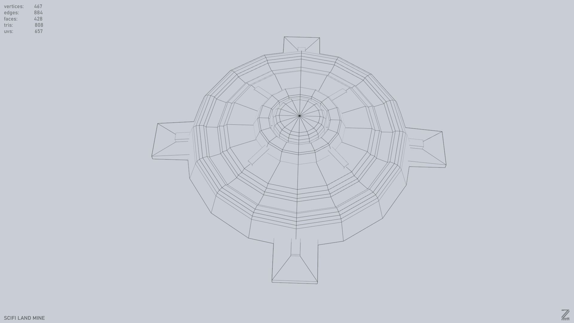 Sci fi land mine Low-poly 3D model_9