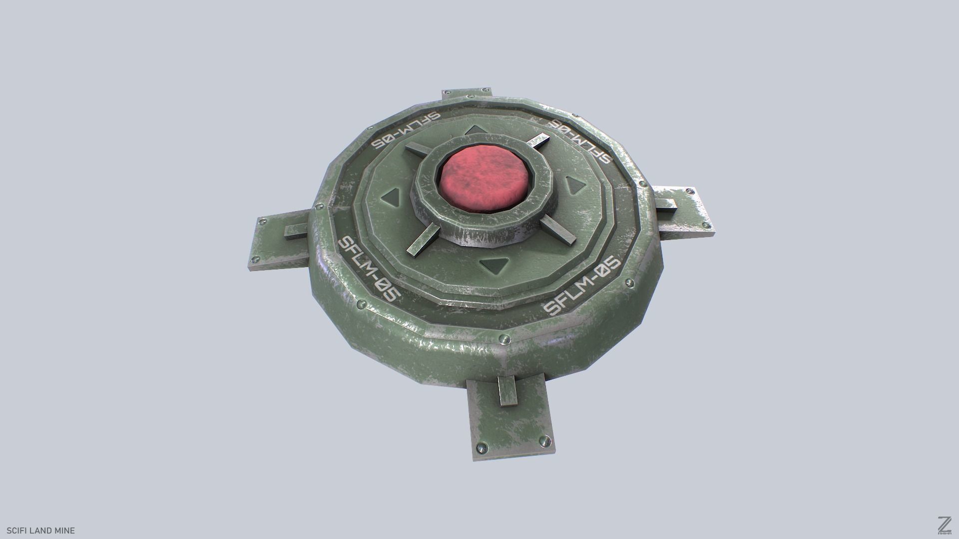 Sci fi land mine Low-poly 3D model_8