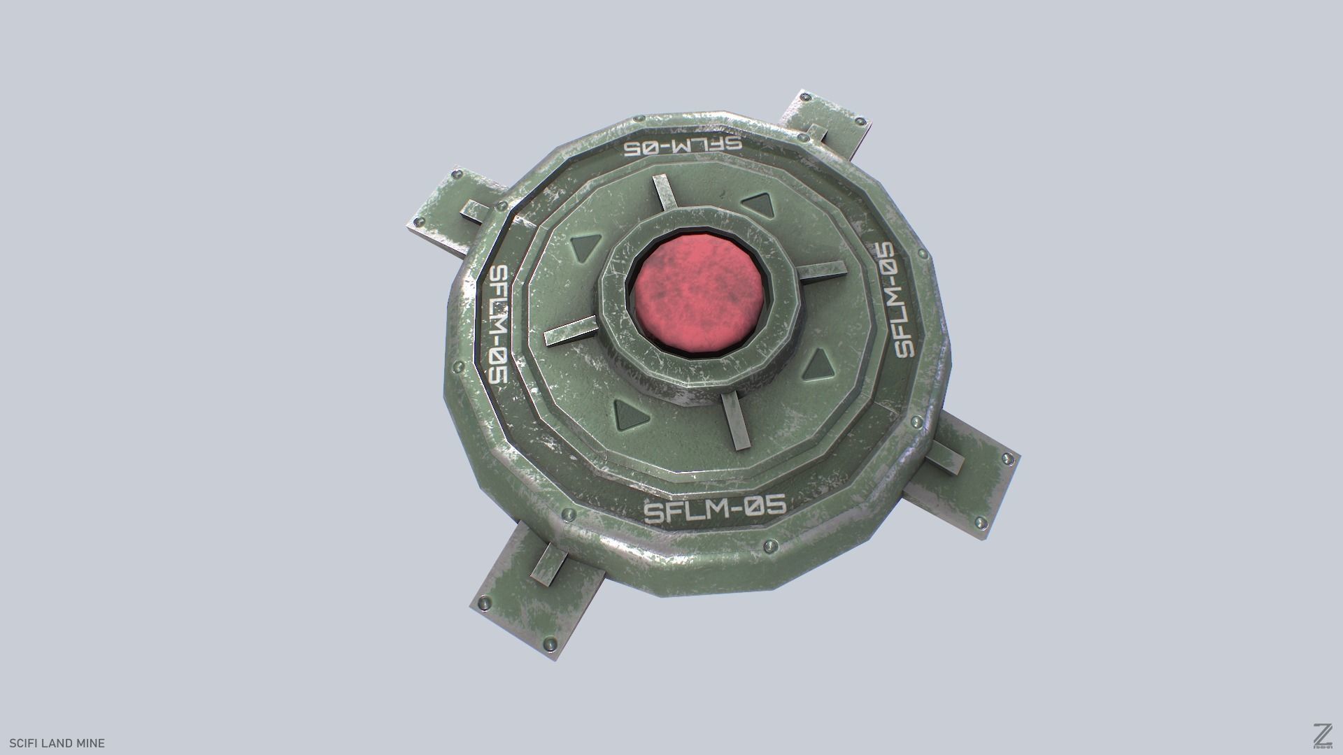 Sci fi land mine Low-poly 3D model_7